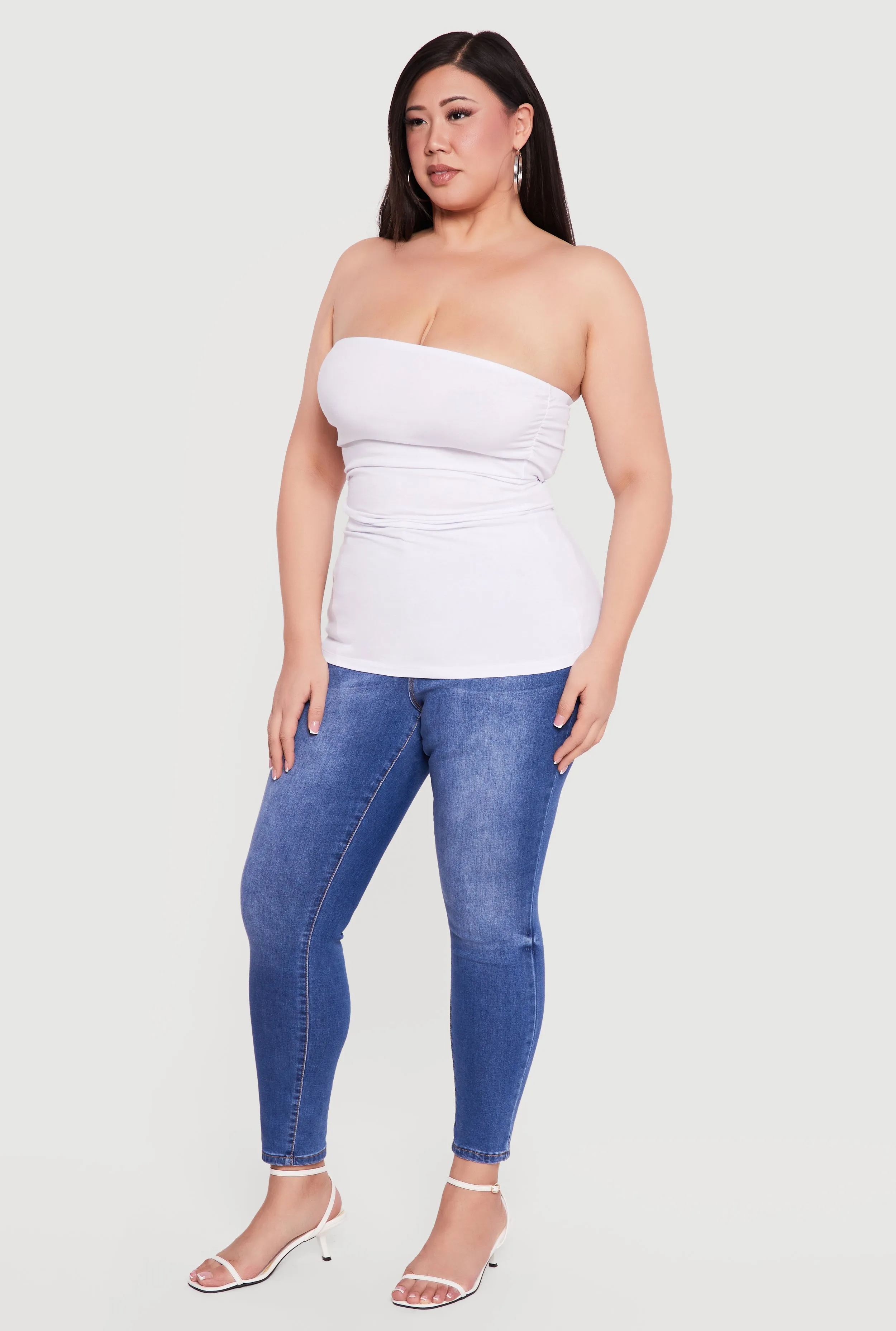 Plus Size Solid Ruched Side Tube Top sold by Rainbow product image thumbnail 3