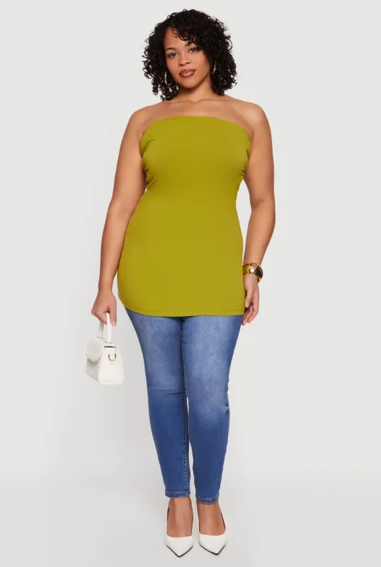 Plus Size Solid Ruched Side Tube Top sold by Rainbow