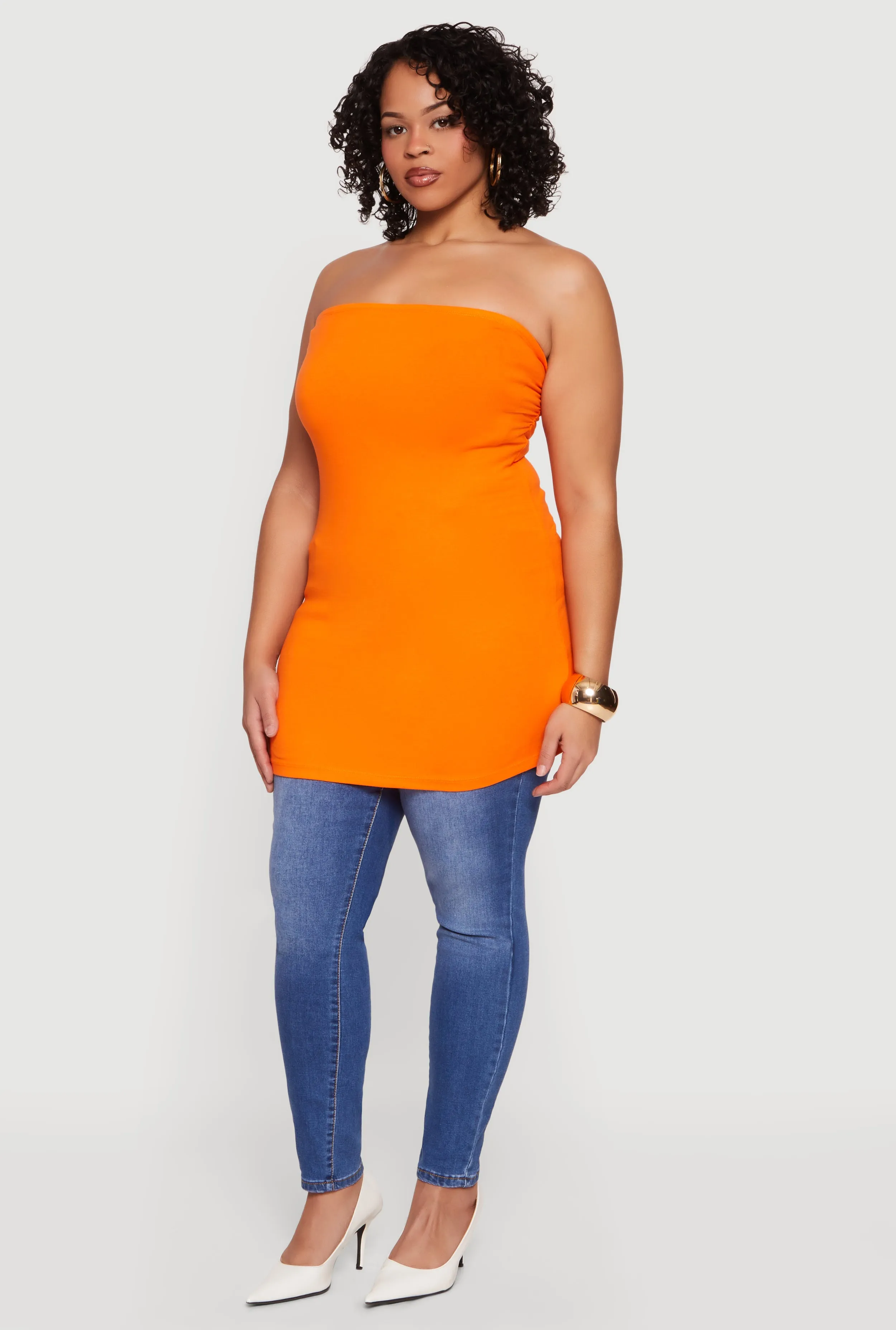 Plus Size Solid Ruched Side Tube Top sold by Rainbow product image thumbnail 3