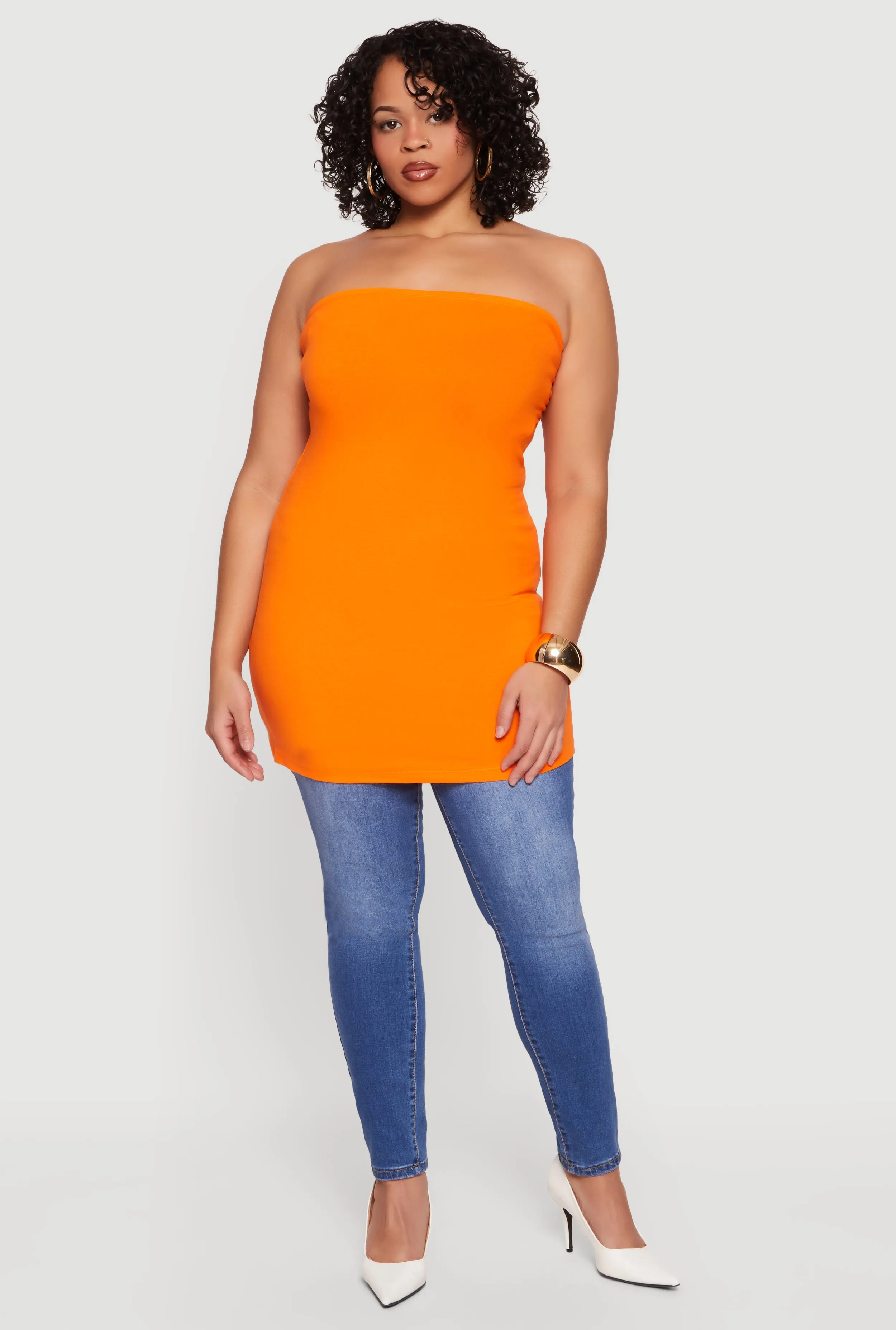 Plus Size Solid Ruched Side Tube Top sold by Rainbow