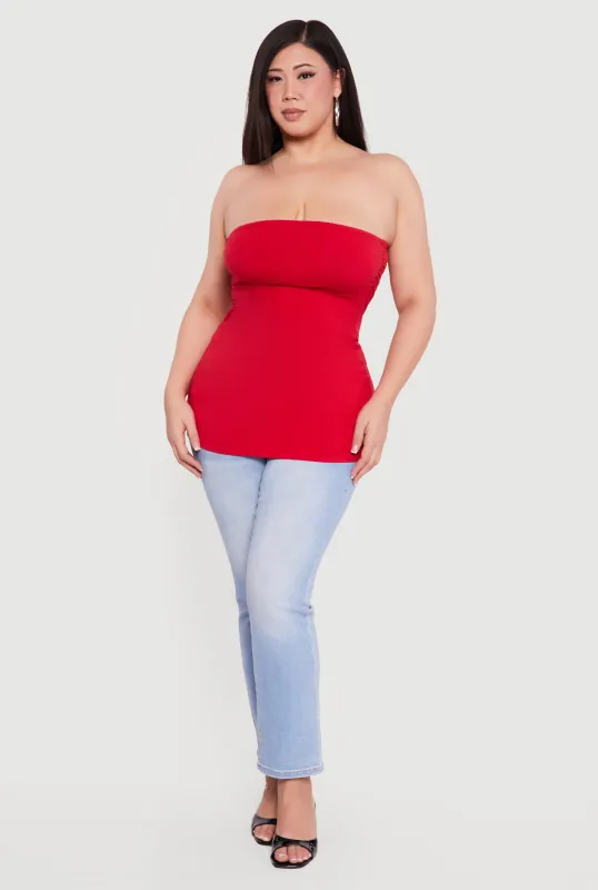Plus Size Solid Ruched Side Tube Top sold by Rainbow