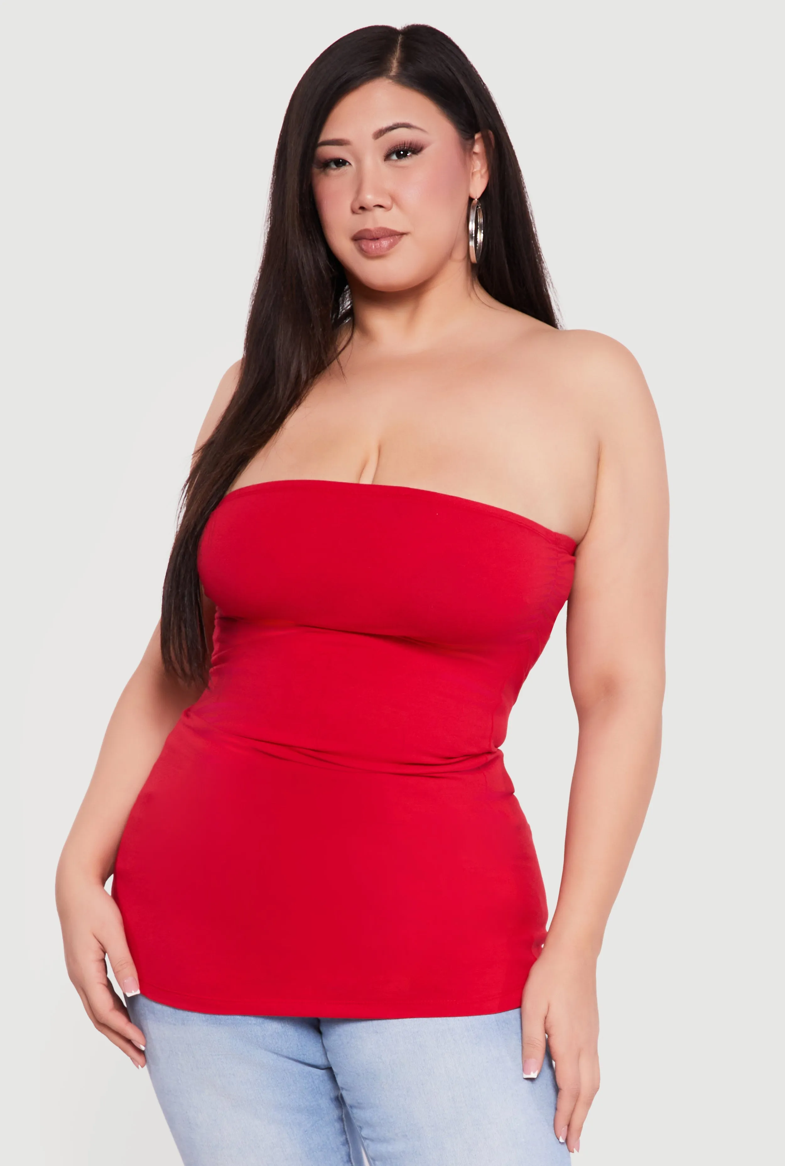 Plus Size Solid Ruched Side Tube Top sold by Rainbow product image thumbnail 2