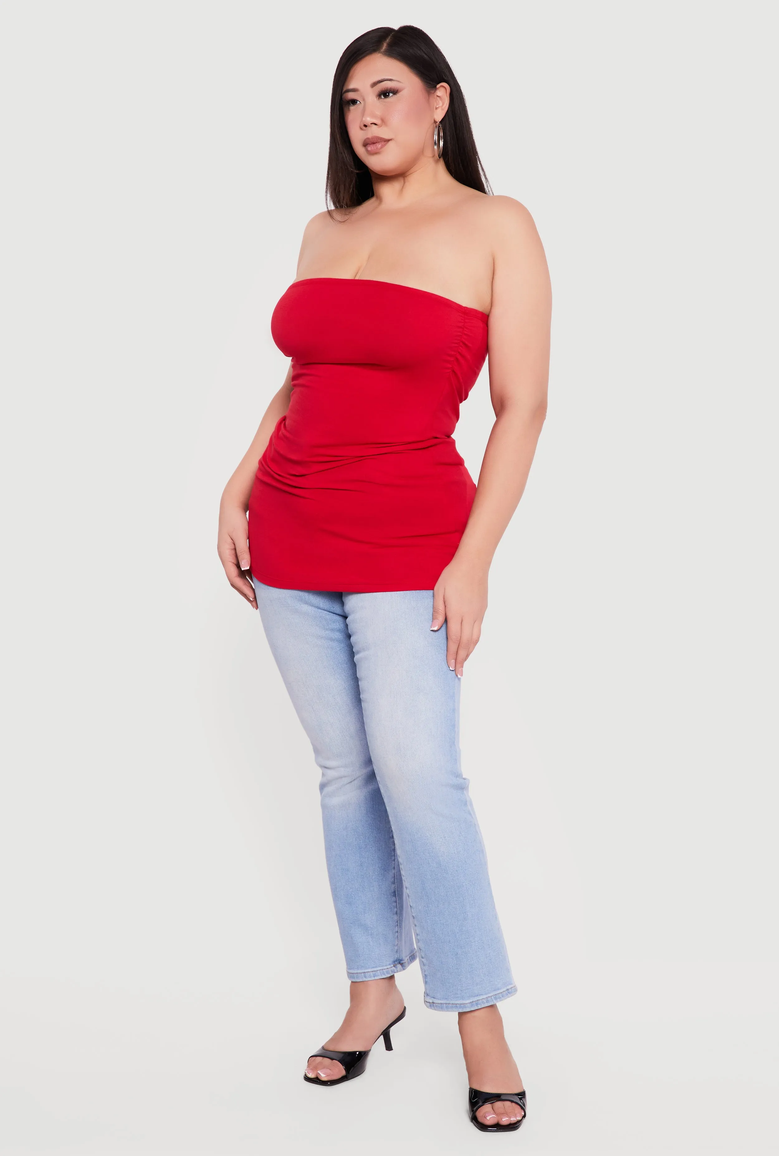 Plus Size Solid Ruched Side Tube Top sold by Rainbow product image thumbnail 3