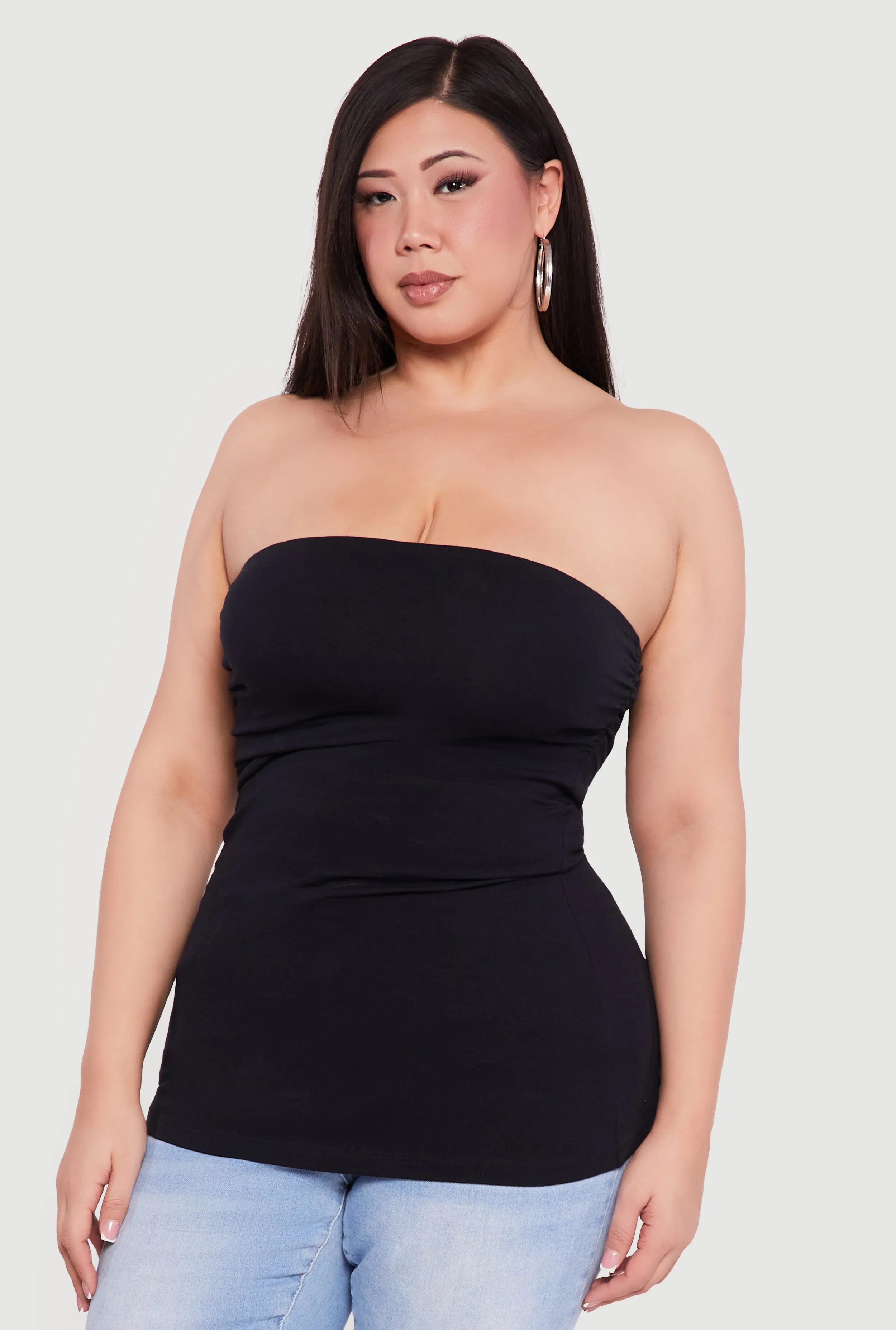 Plus Size Solid Ruched Side Tube Top sold by Rainbow product image thumbnail 2