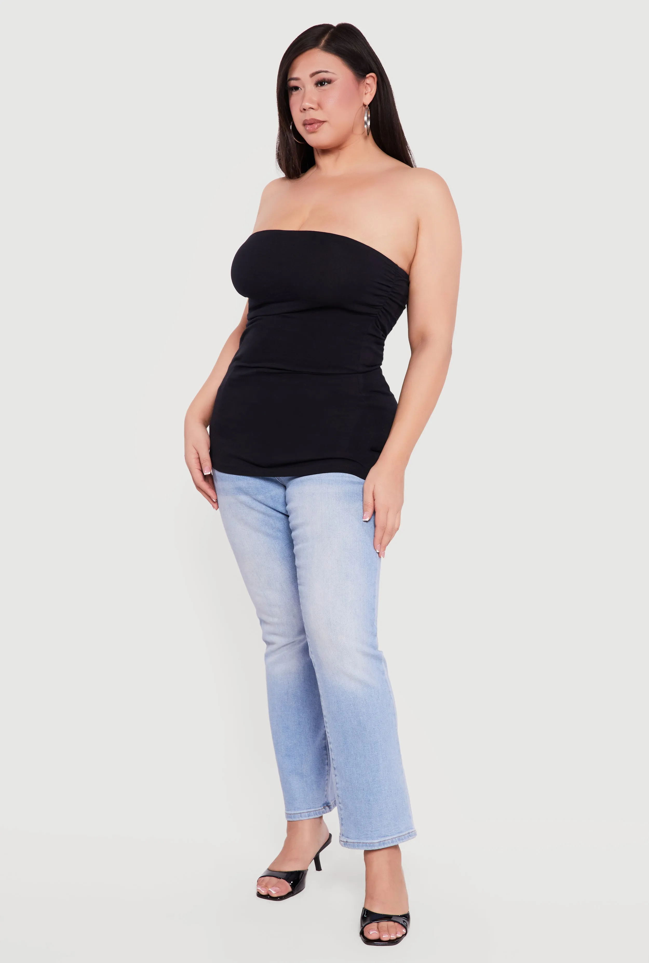 Plus Size Solid Ruched Side Tube Top sold by Rainbow product image thumbnail 3