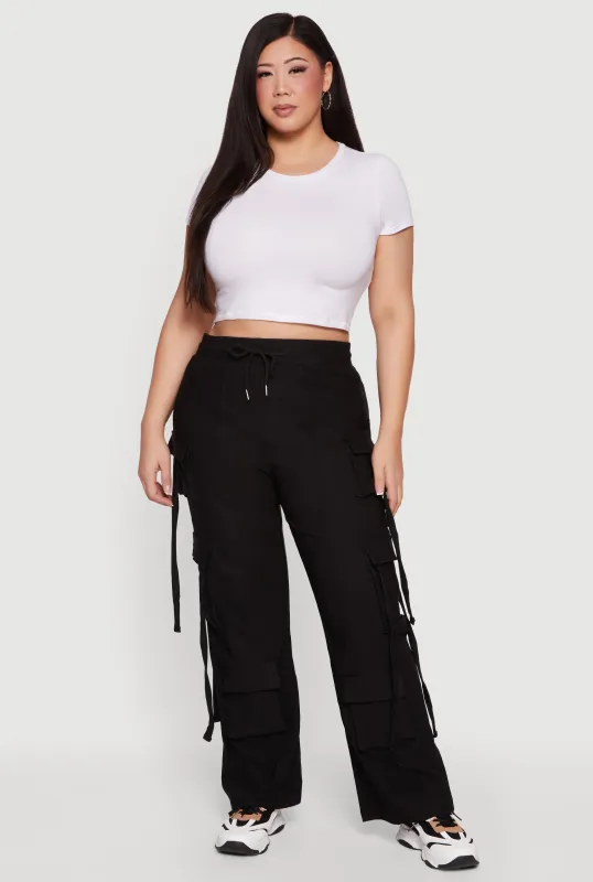 Plus Size Strappy Multi Pocket Cargo Pants sold by Rainbow