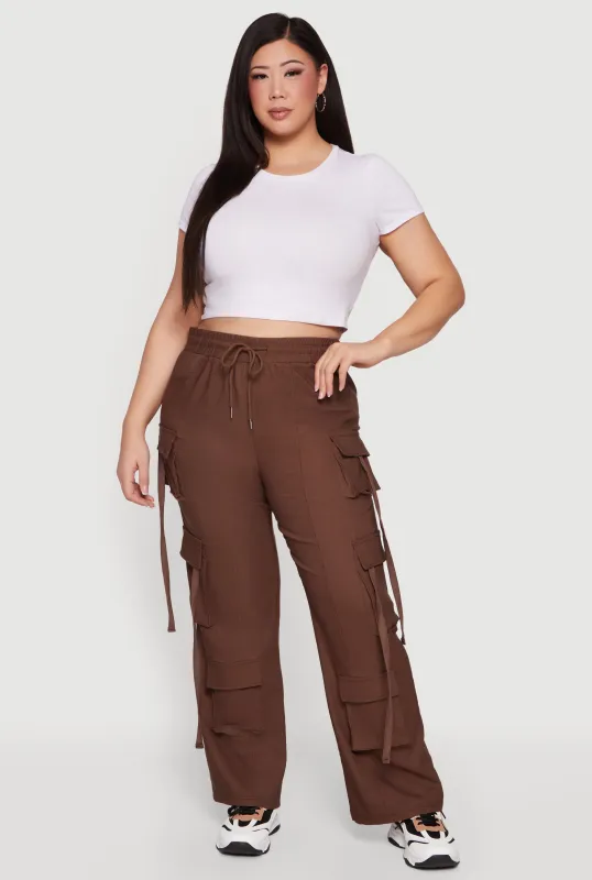 Plus Size Strappy Multi Pocket Cargo Pants sold by Rainbow