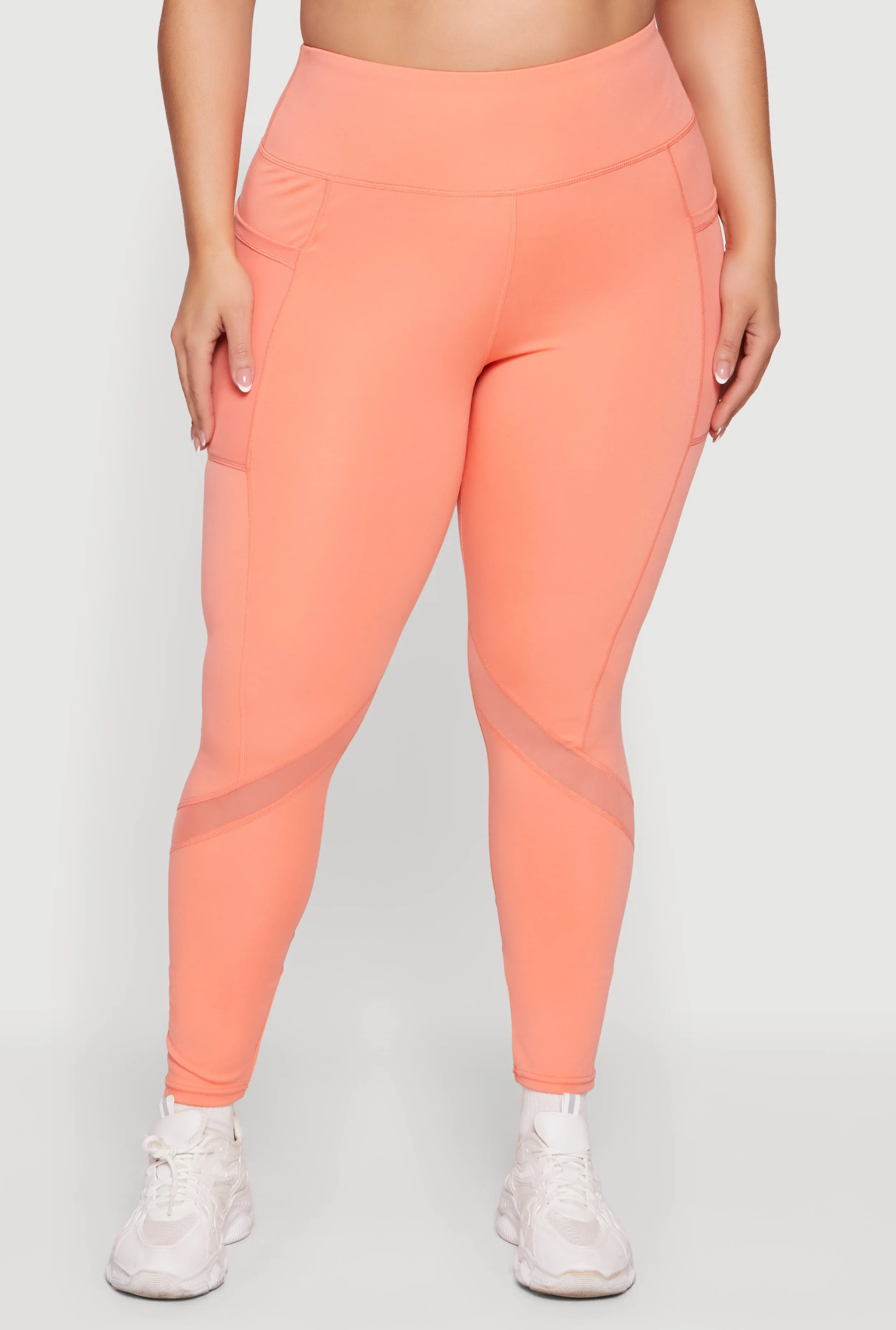 Plus Size High Waisted Mesh Detail Leggings with Pockets sold by Rainbow product image thumbnail 3