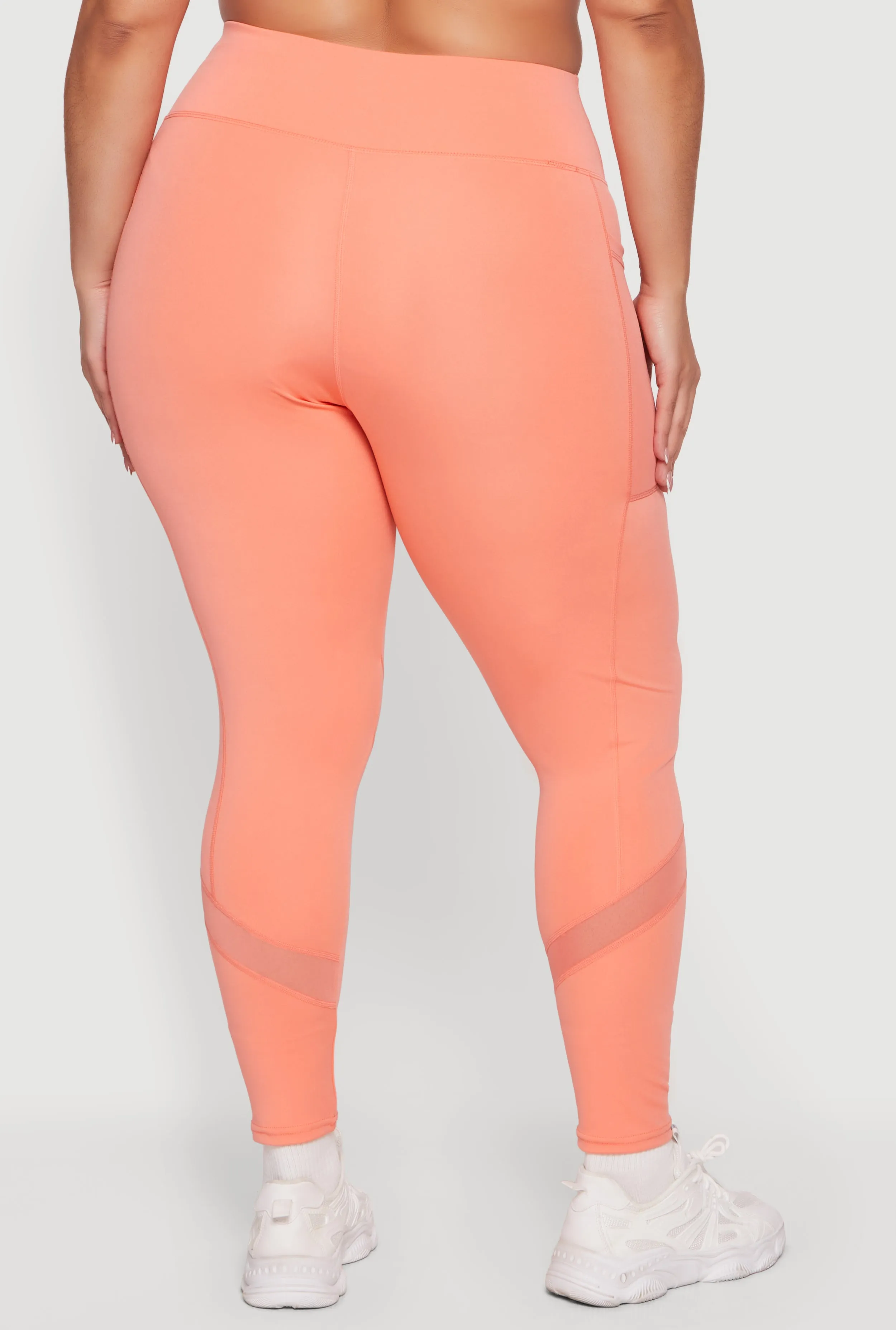 Plus Size High Waisted Mesh Detail Leggings with Pockets sold by Rainbow product image thumbnail 5