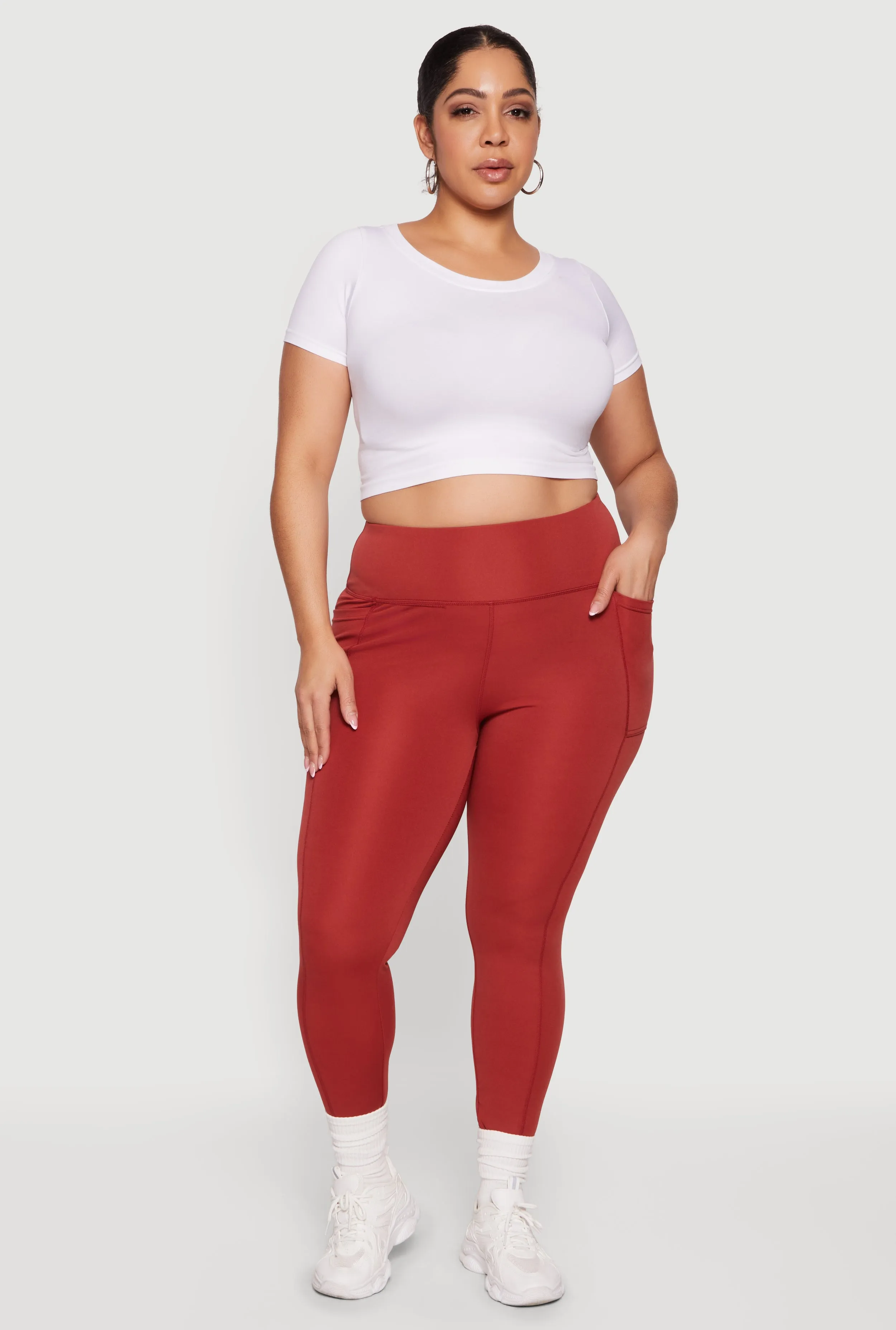 Plus Size High Waisted Cell Phone Pocket Leggings sold by Rainbow product image thumbnail 5