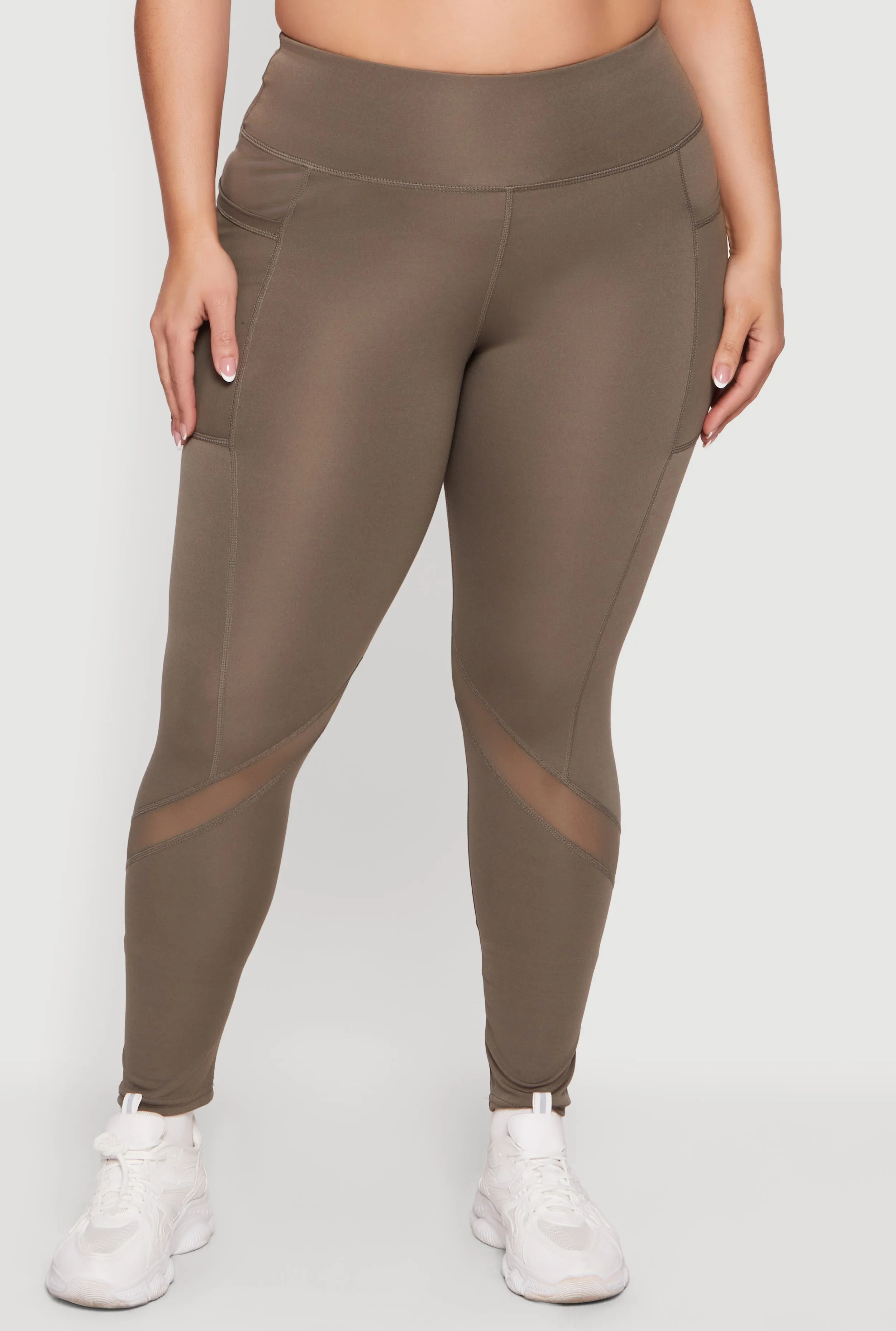 Plus Size High Waisted Mesh Detail Leggings with Pockets sold by Rainbow product image thumbnail 3