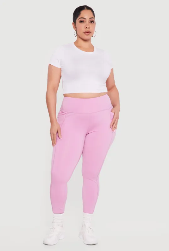 Plus Size High Waisted Cell Phone Pocket Leggings sold by Rainbow