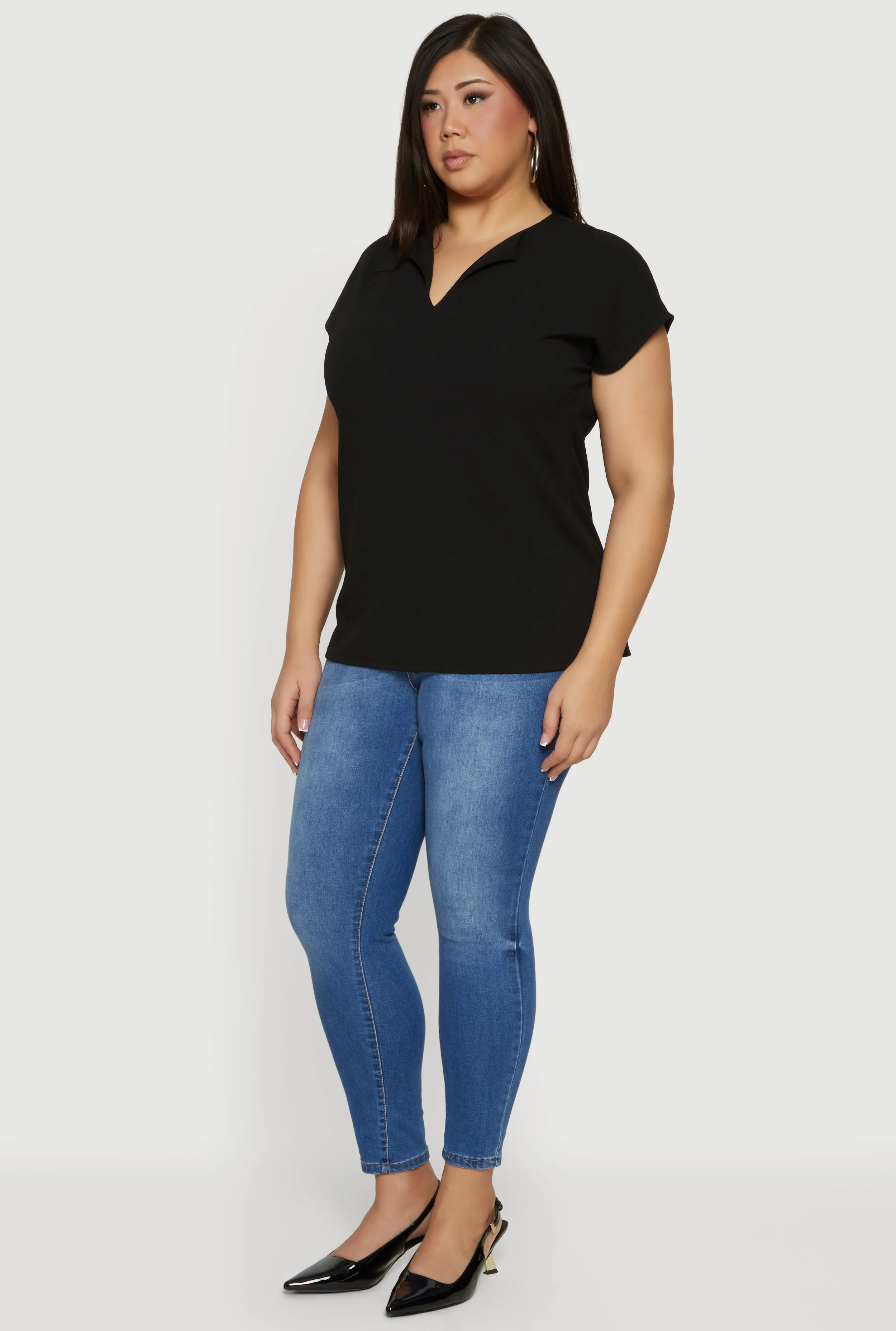 Plus Size Crepe Knit Short Sleeve Blouse sold by Rainbow product image thumbnail 3