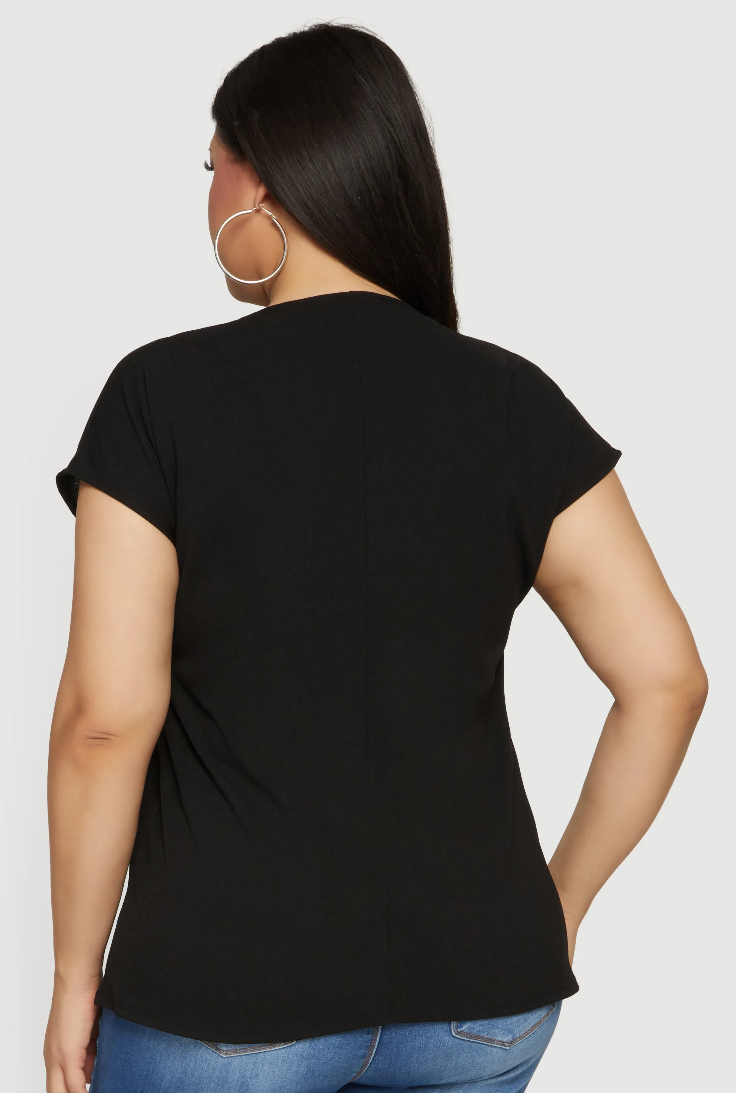 Plus Size Crepe Knit Short Sleeve Blouse sold by Rainbow product image thumbnail 5
