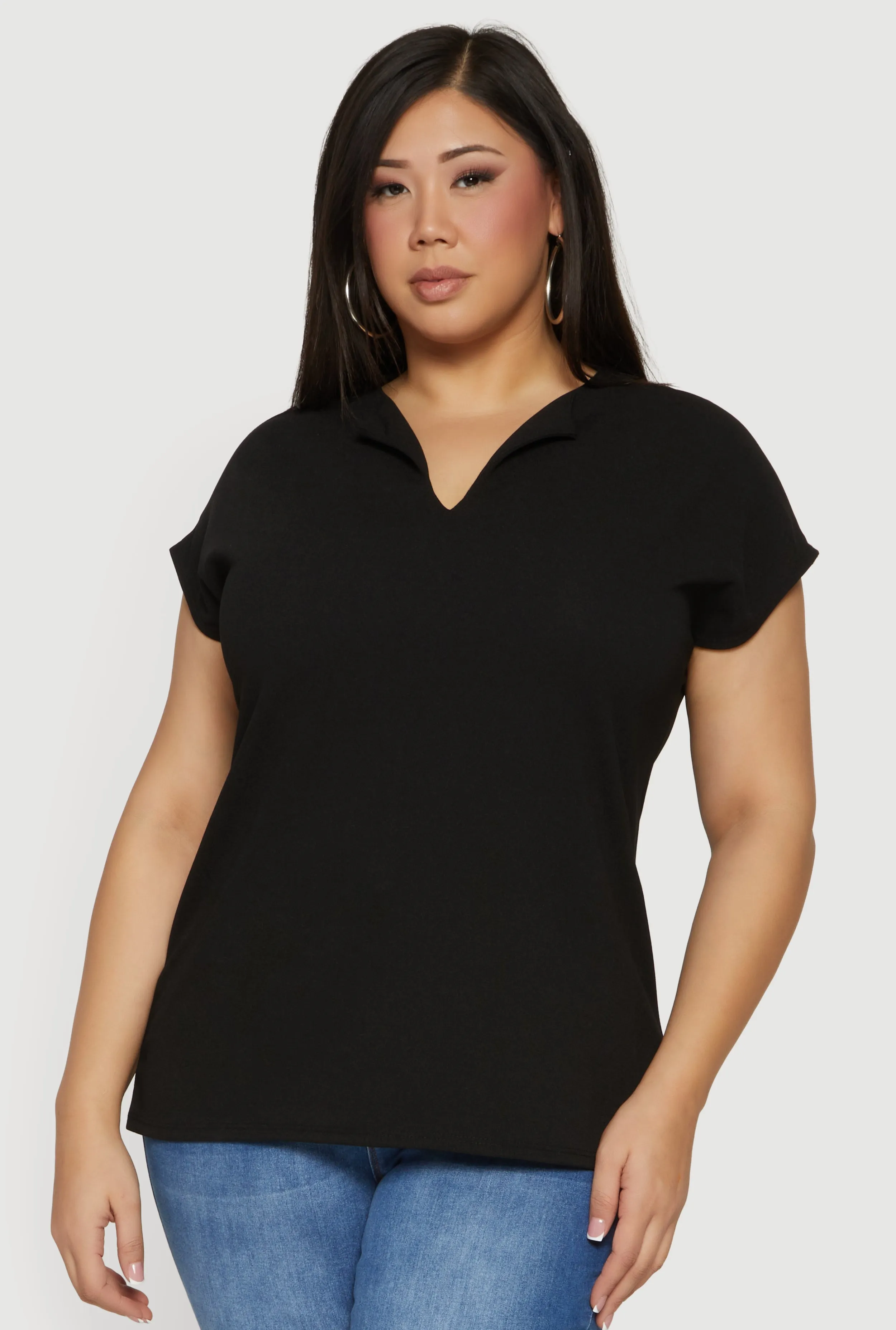 Plus Size Crepe Knit Short Sleeve Blouse sold by Rainbow product image thumbnail 2