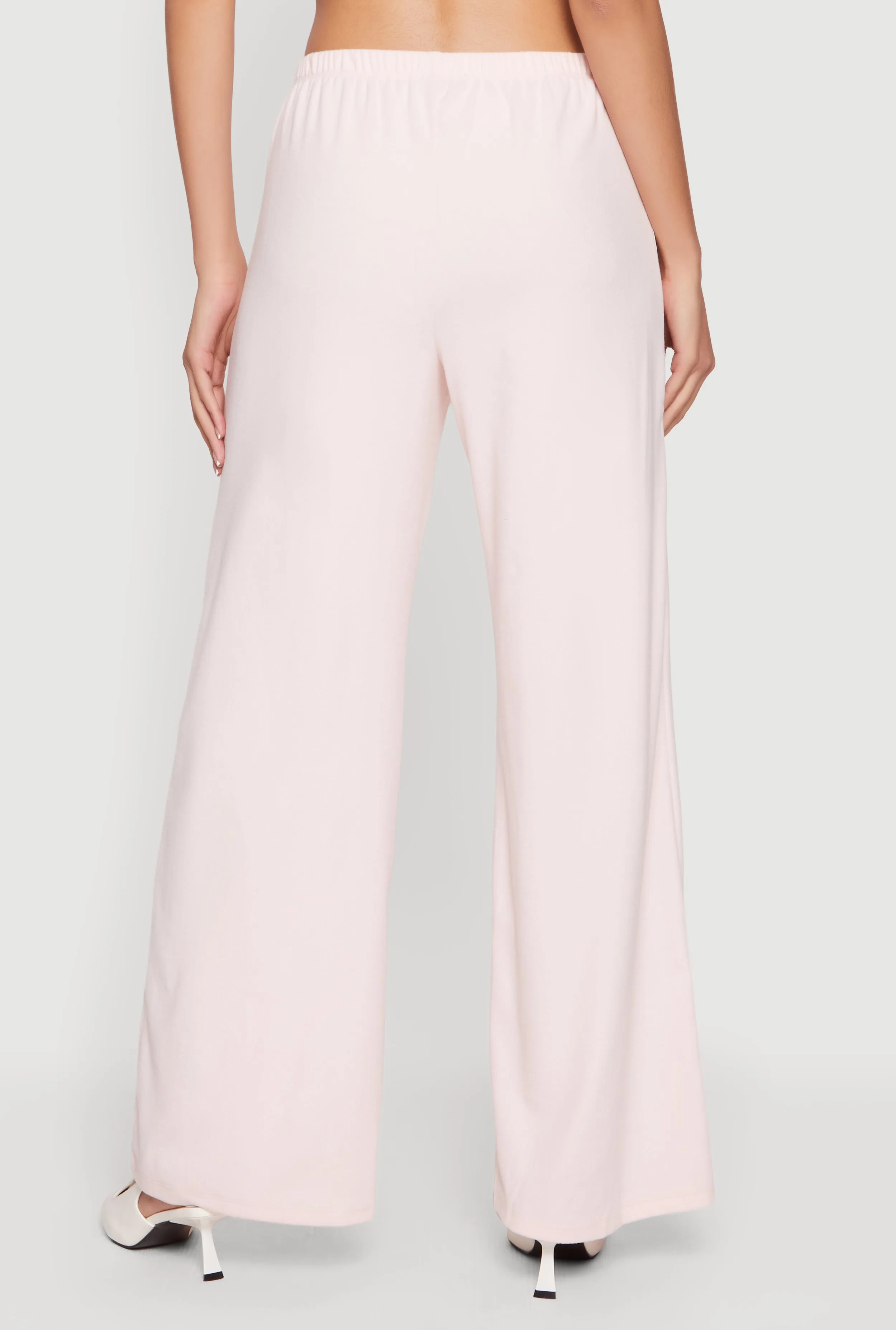 Brushed Rib Knit Drawstring Waist Wide Leg Pants sold by Rainbow product image thumbnail 5