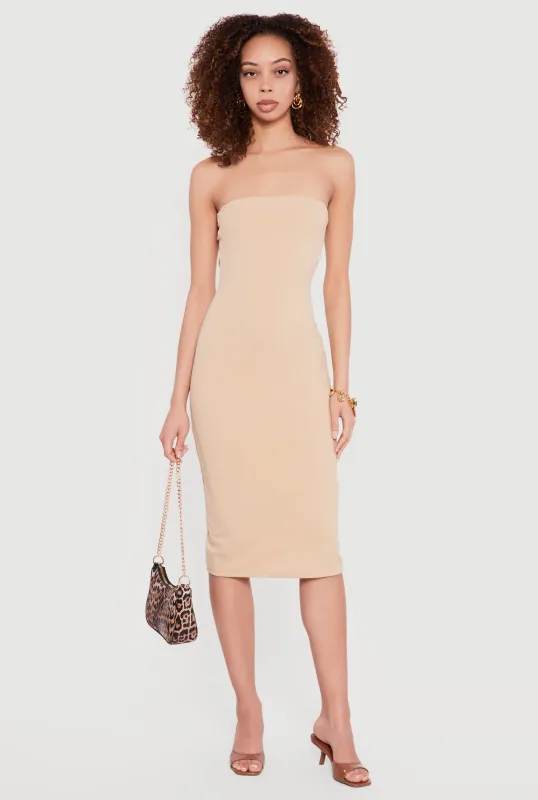 Shelf Bra Tube Midi Dress sold by Rainbow