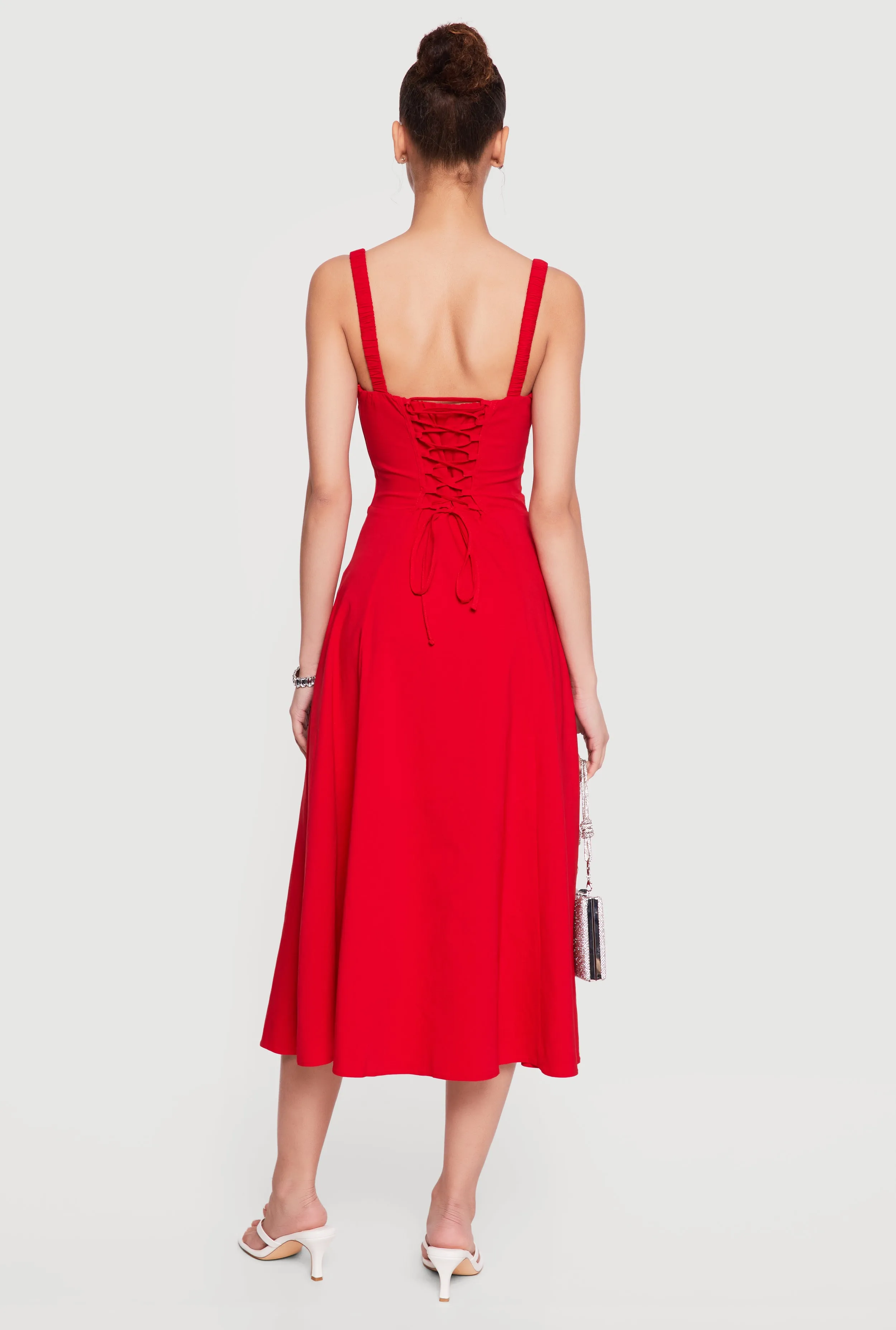 Drawstring Keyhole Lace Up Back Bustier Dress sold by Rainbow product image thumbnail 3