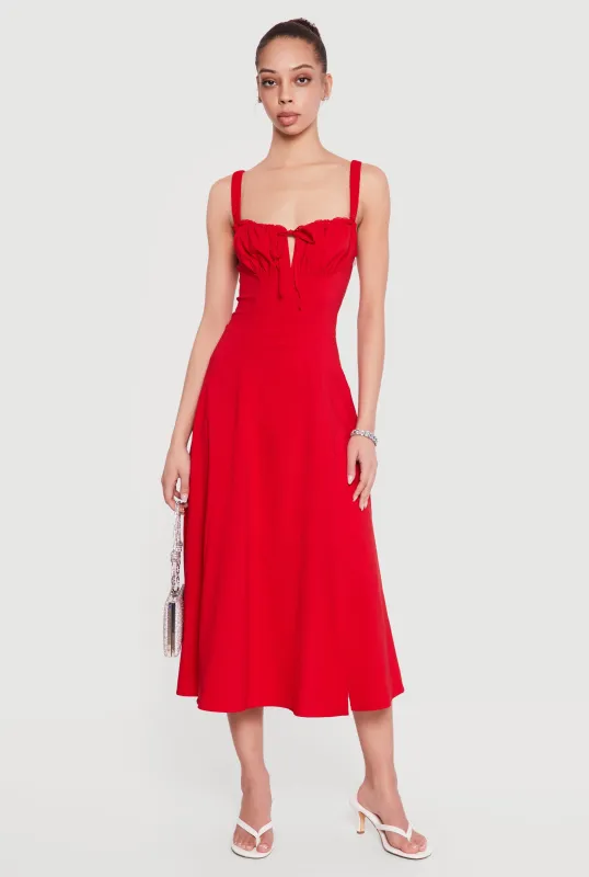 Drawstring Keyhole Lace Up Back Bustier Dress made by iris