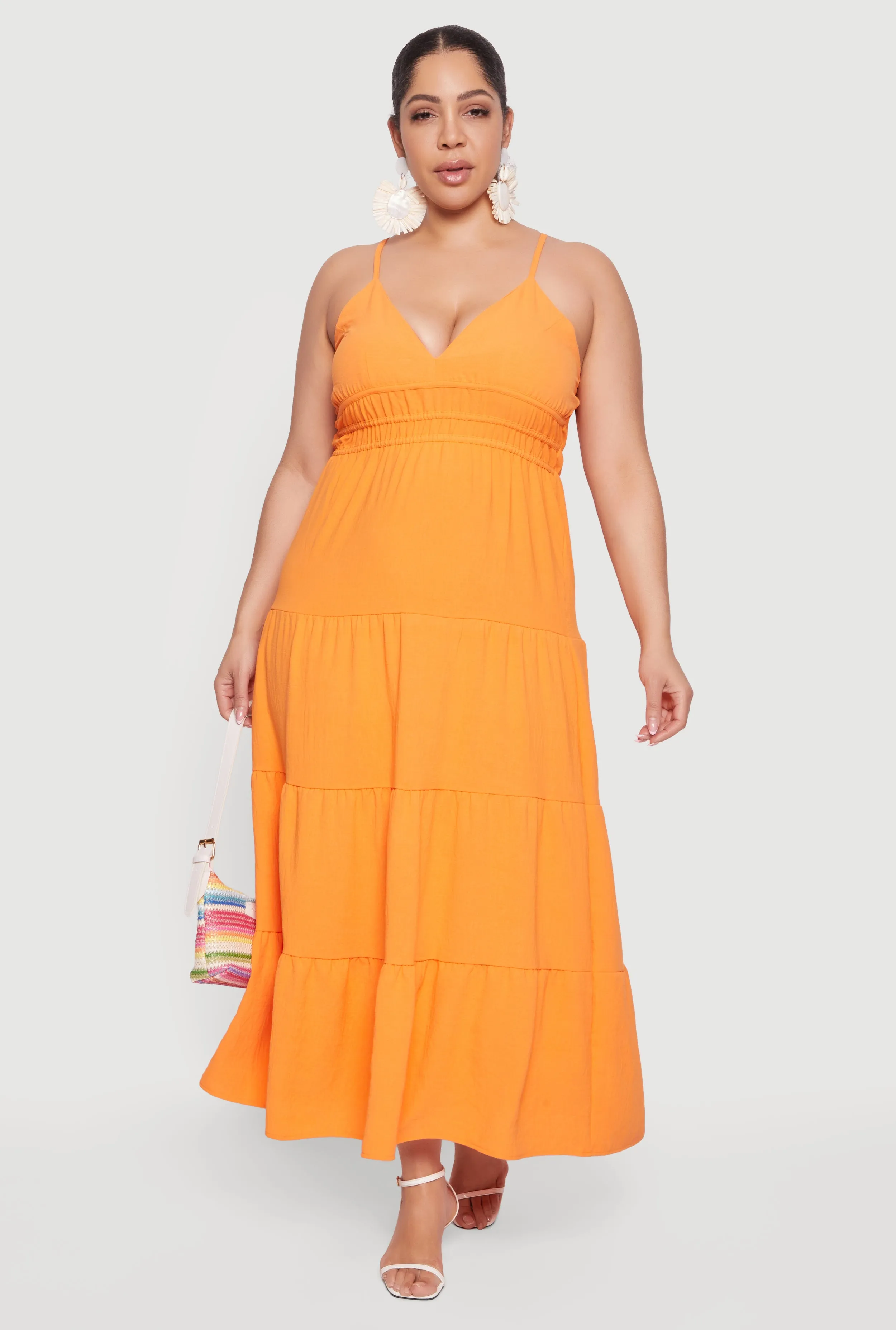 Plus Size Crepe Knit Ruffle Tiered Maxi Dress sold by Rainbow