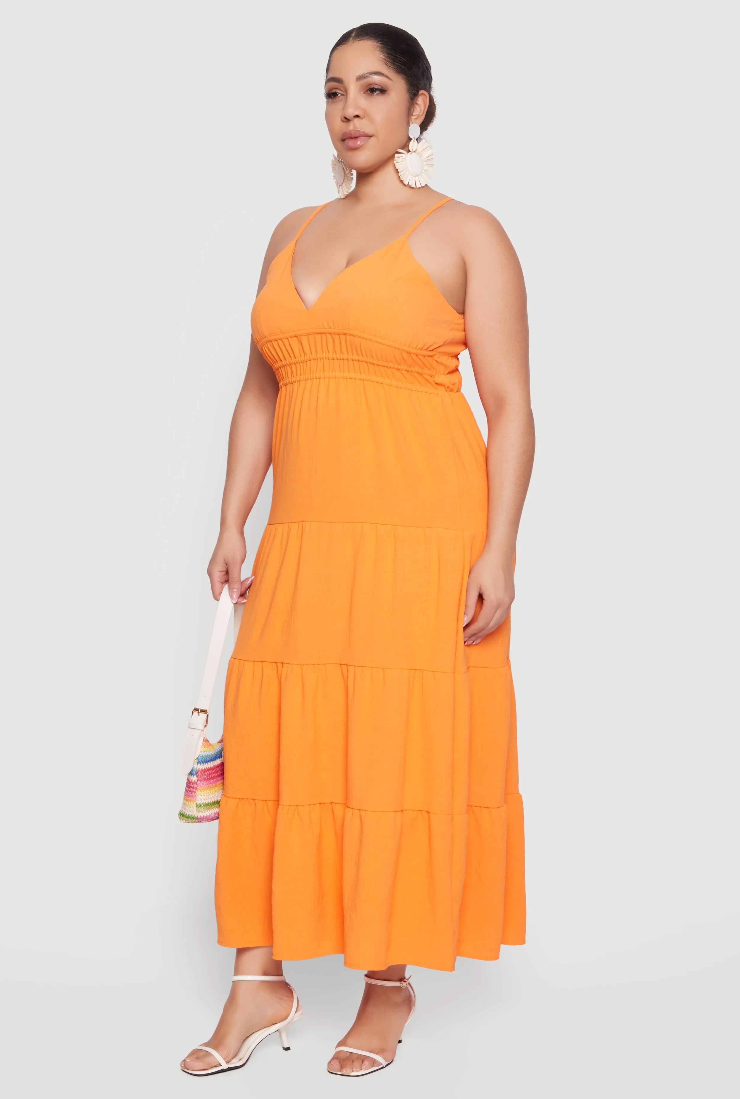 Plus Size Crepe Knit Ruffle Tiered Maxi Dress sold by Rainbow product image thumbnail 2