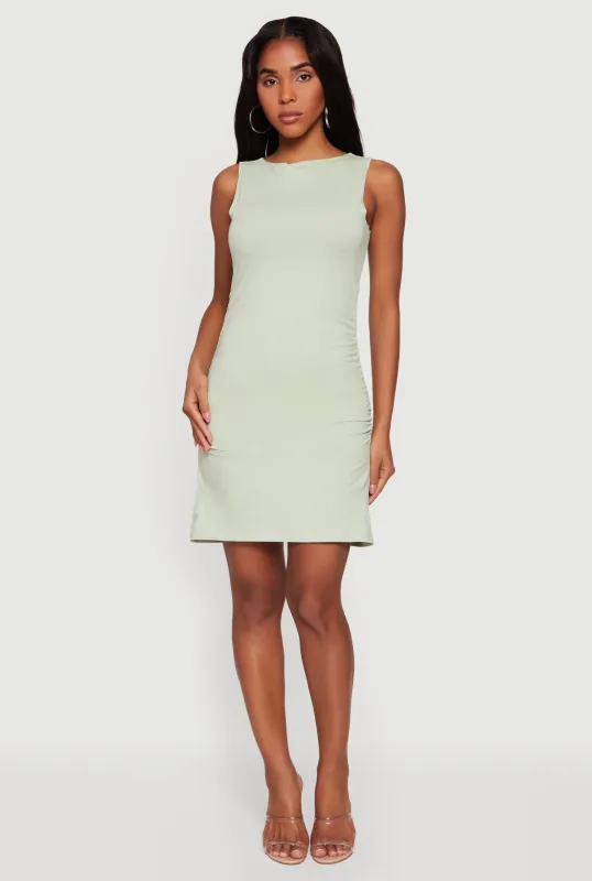 Boat Neck Side Ruched Midi Dress sold by Rainbow