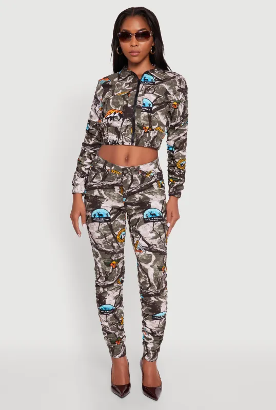 Printed Pattern Stacked Pants made by Rainbow