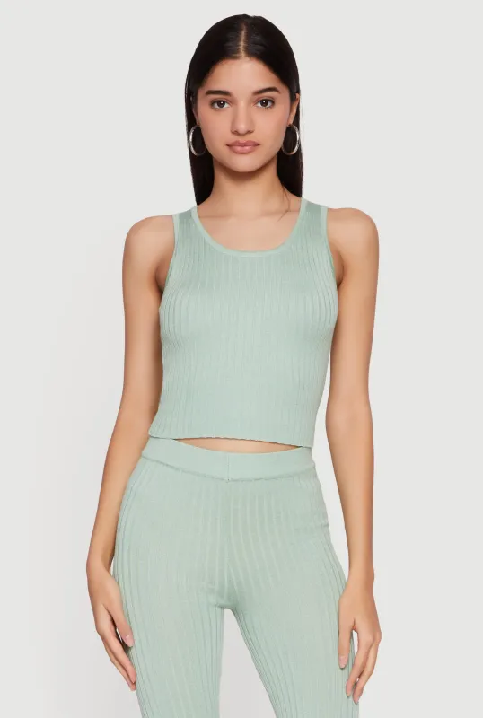 Daisy Ribbed Knit Cropped Tank Top sold by Rainbow
