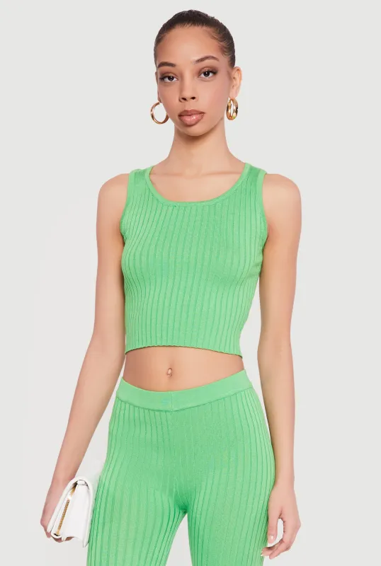 Daisy Ribbed Knit Cropped Tank Top sold by Rainbow