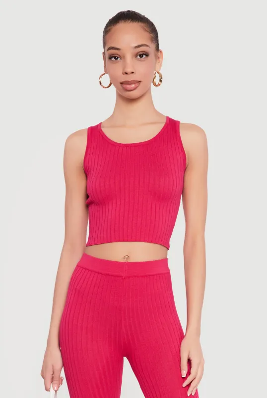 Daisy Ribbed Knit Cropped Tank Top sold by Rainbow