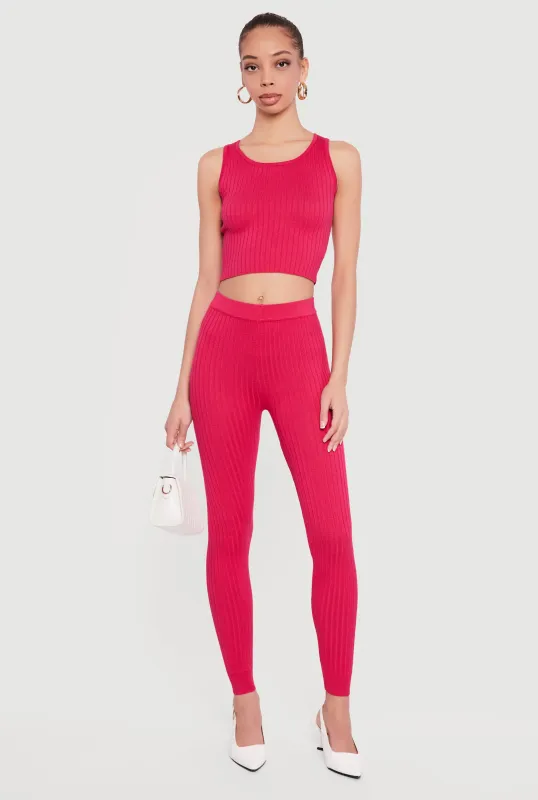 Daisy Ribbed Knit High Waisted Leggings sold by Rainbow