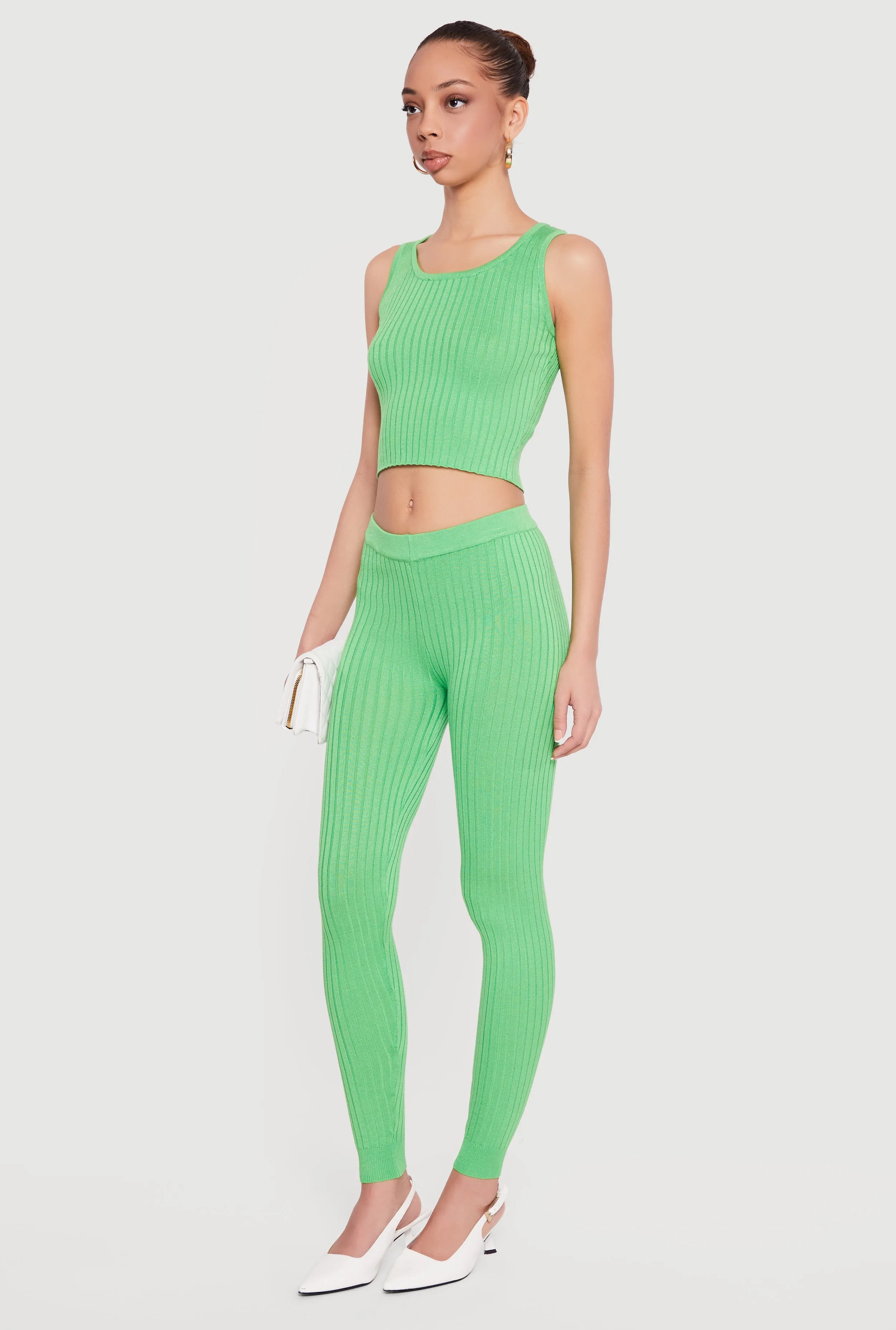 Daisy Ribbed Knit High Waisted Leggings sold by Rainbow product image thumbnail 2
