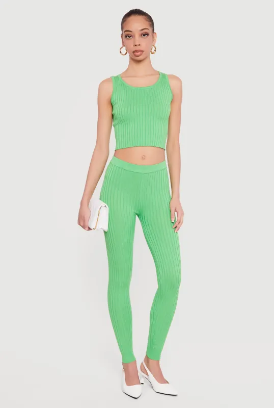 Daisy Ribbed Knit High Waisted Leggings sold by Rainbow