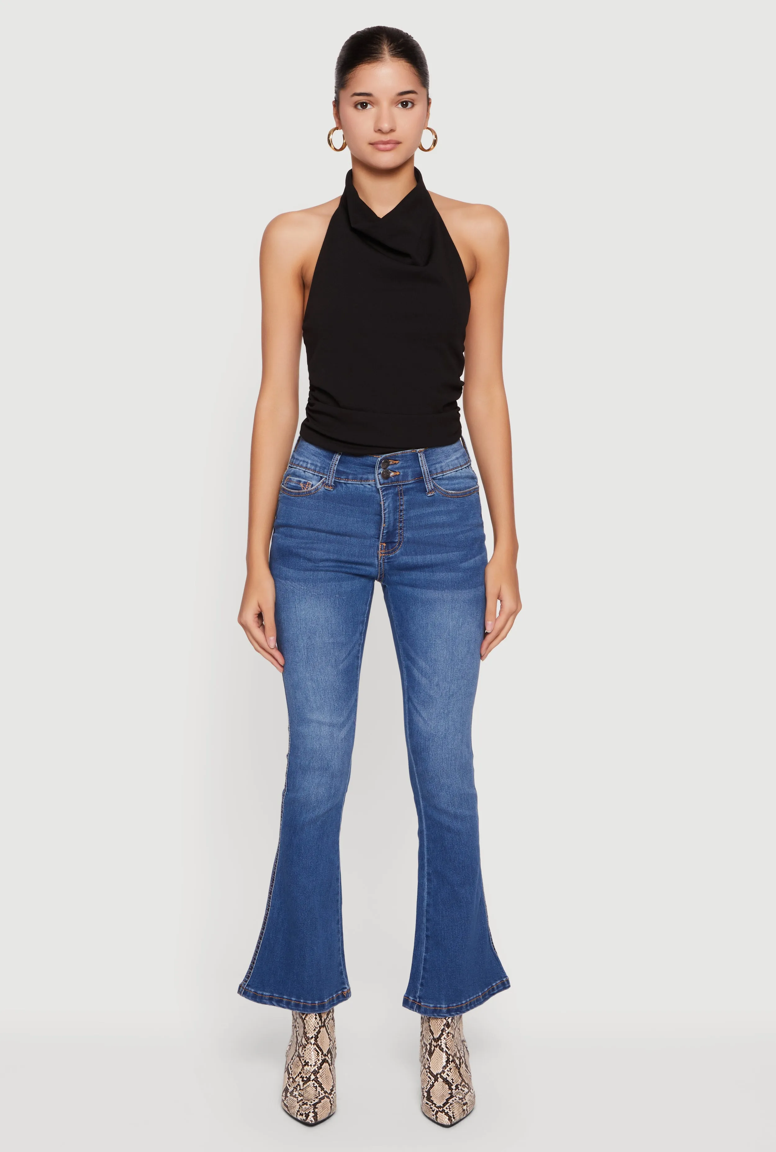 Mid Rise Stretchy Carpenter Flare Leg Jeans sold by Rainbow product image thumbnail 3