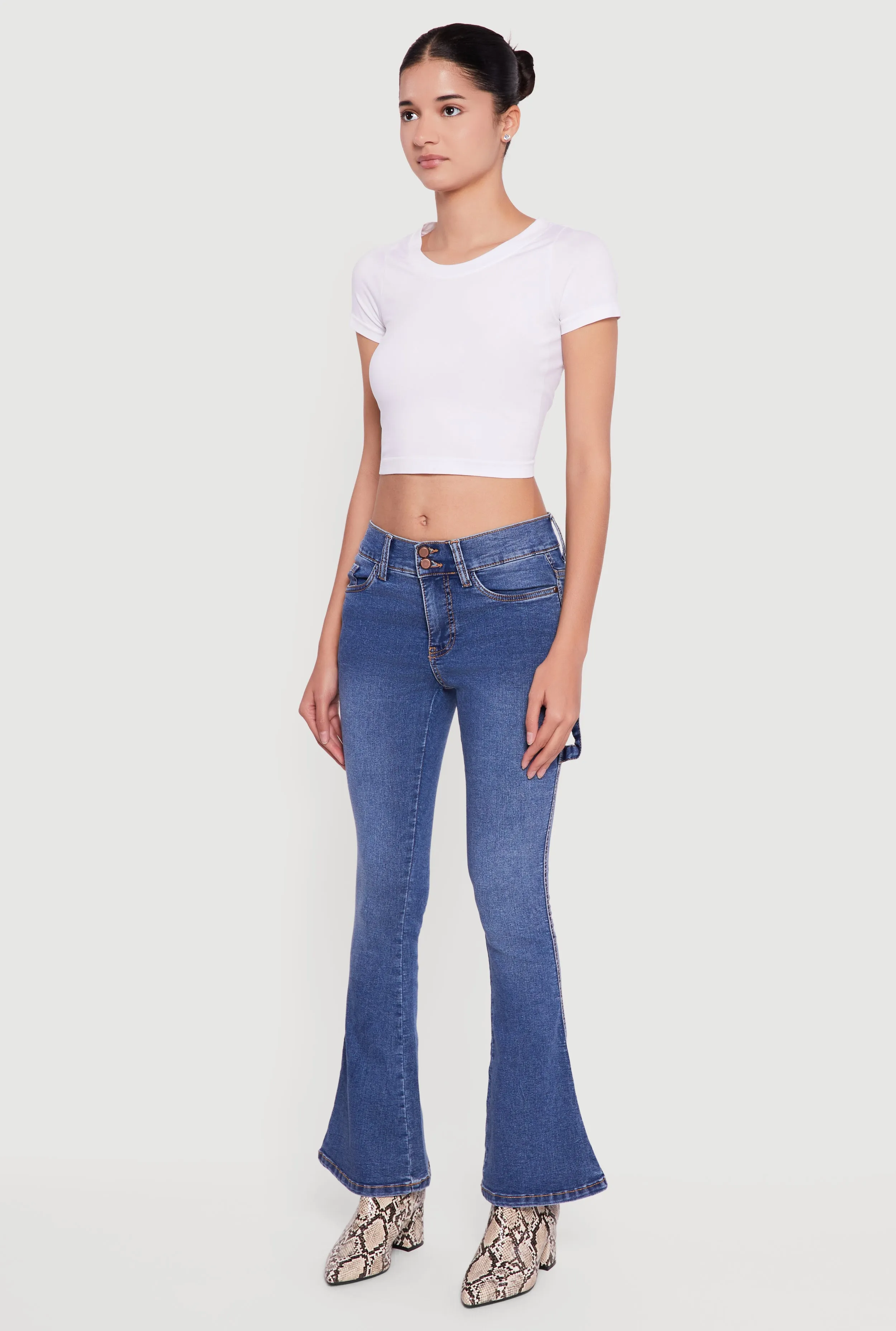 Mid Rise Stretchy Carpenter Flare Leg Jeans sold by Rainbow product image thumbnail 3