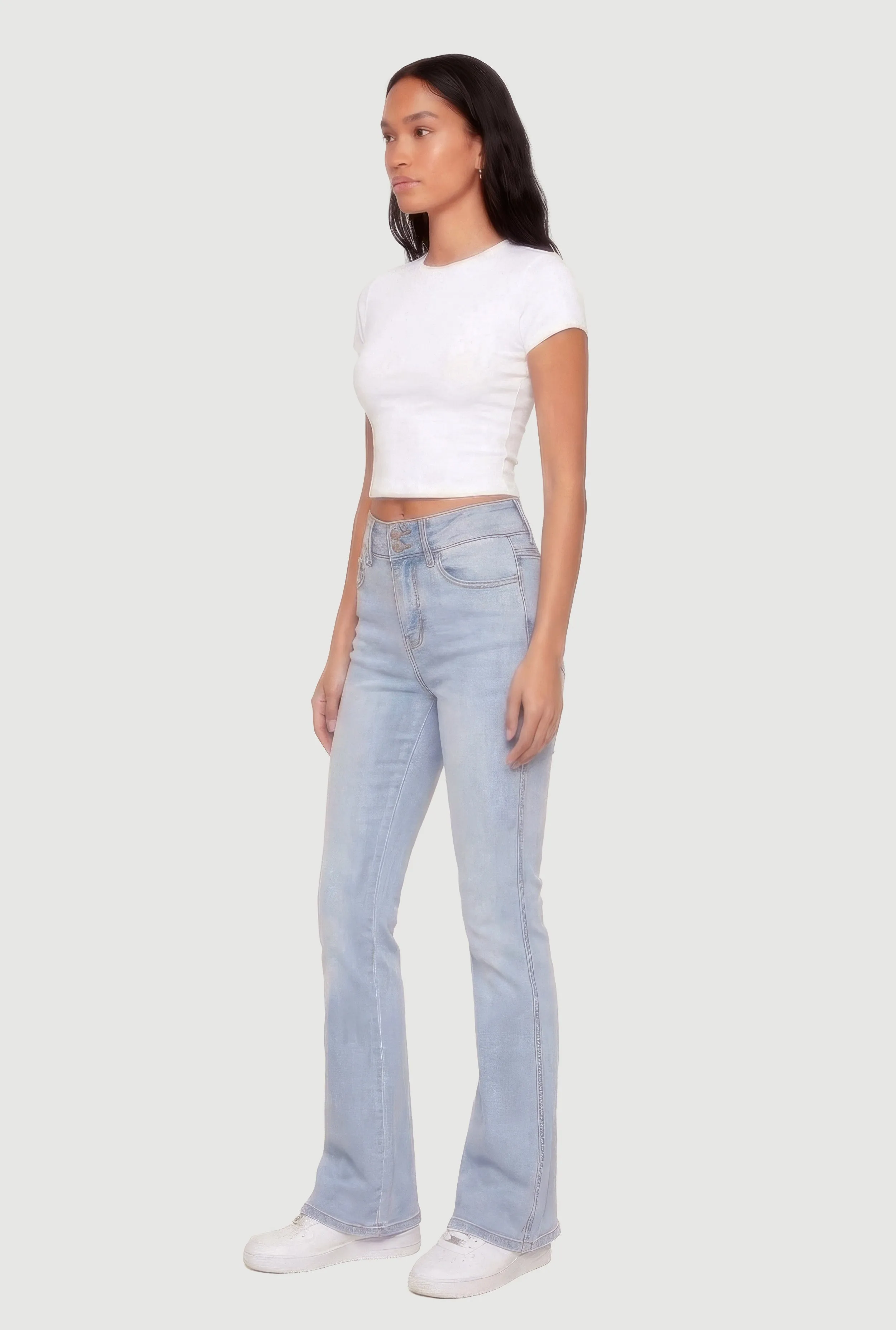Mid Rise Stretchy Carpenter Flare Leg Jeans sold by Rainbow product image thumbnail 2