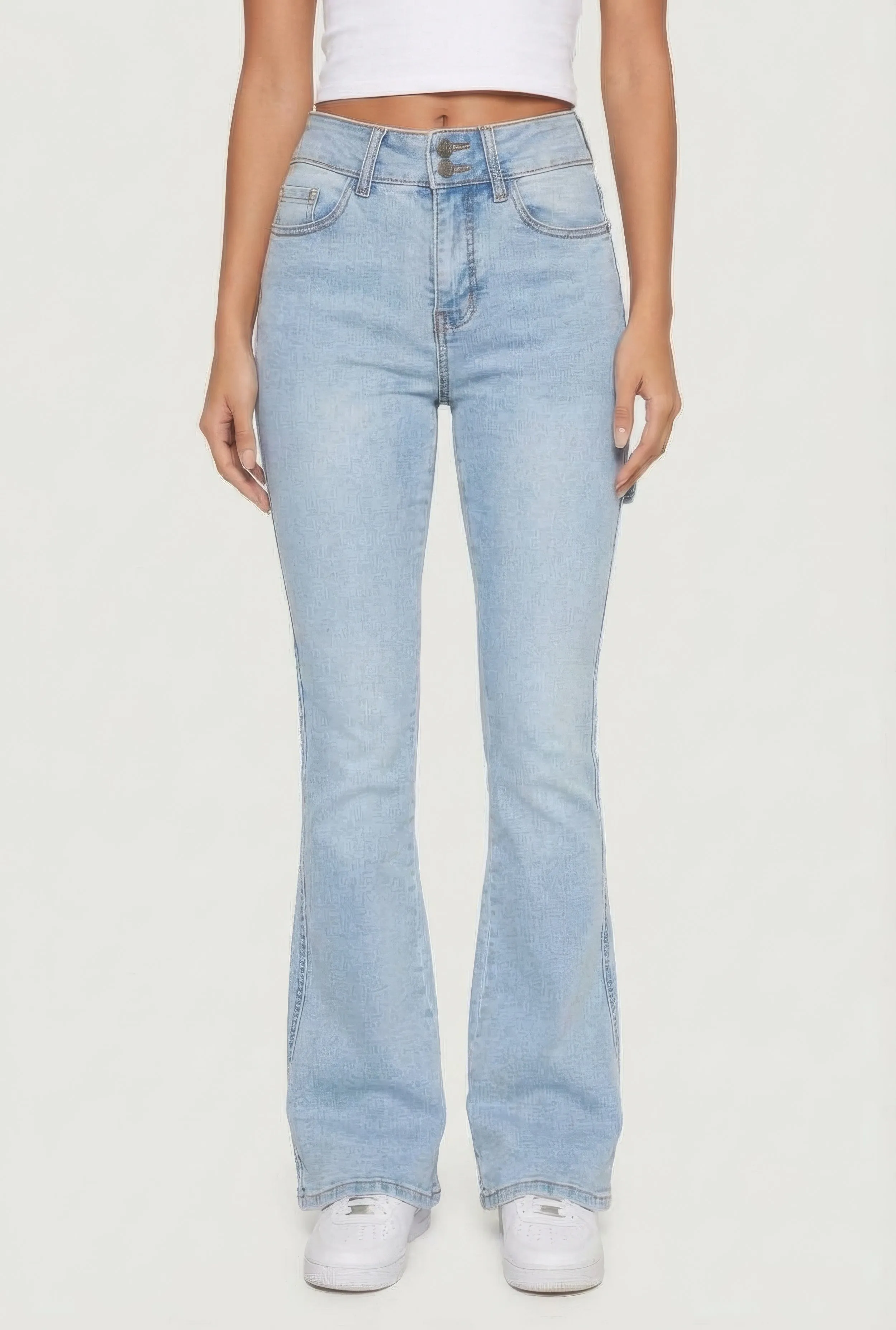 Mid Rise Stretchy Carpenter Flare Leg Jeans sold by Rainbow product image thumbnail 3