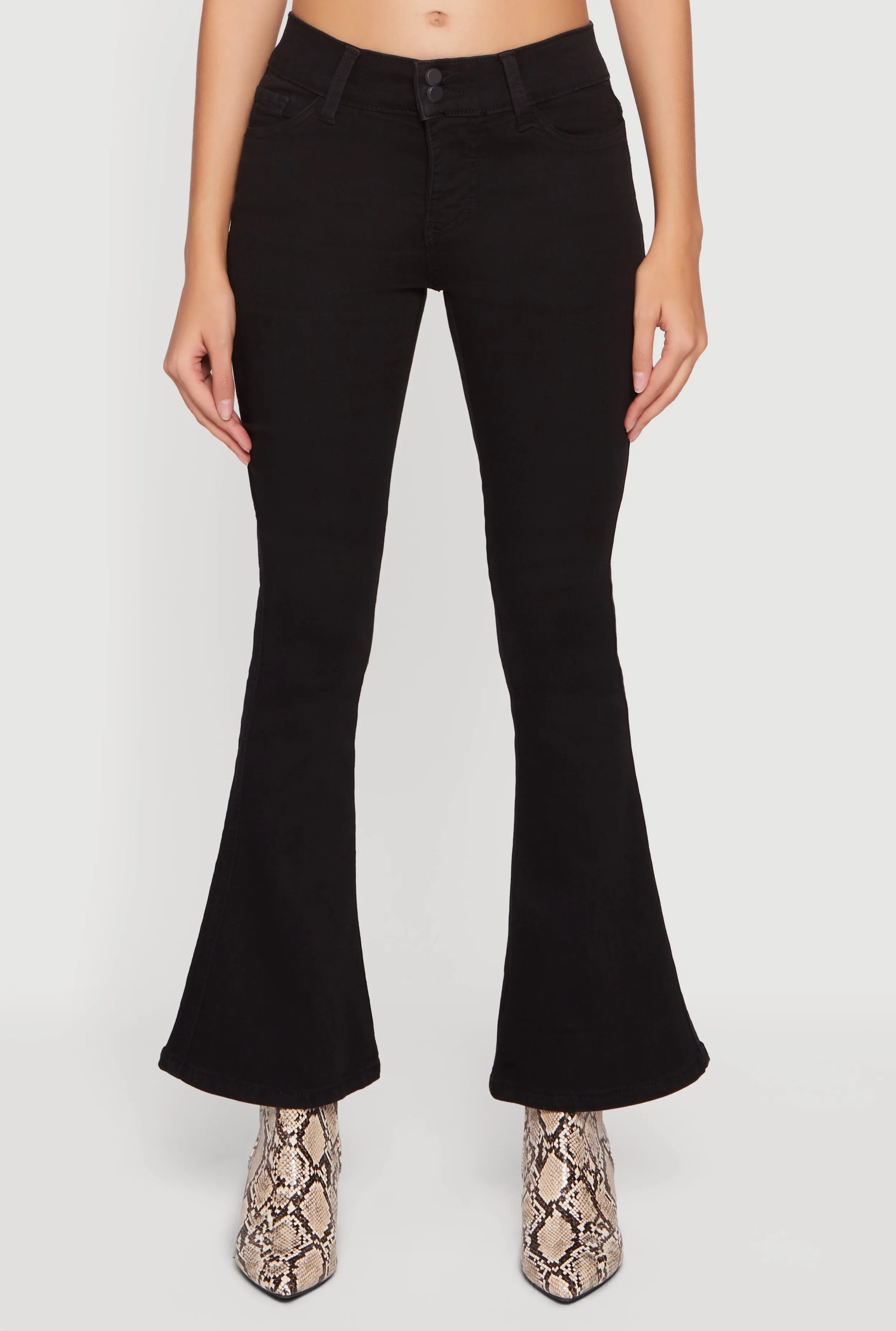 Mid Rise Stretchy Carpenter Flare Leg Jeans sold by Rainbow product image thumbnail 5