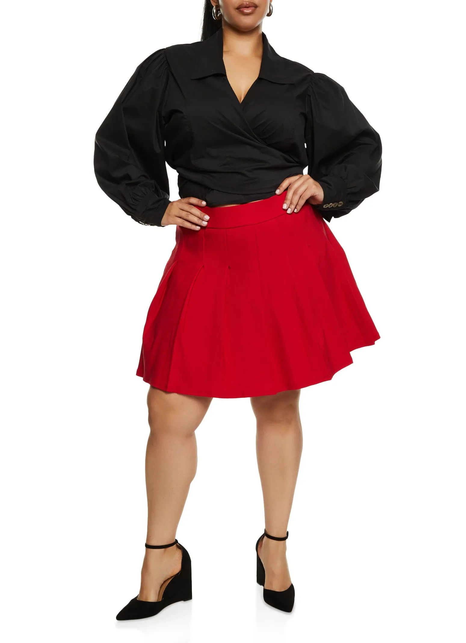 Plus Size Pleated Mini Skirt sold by Rainbow