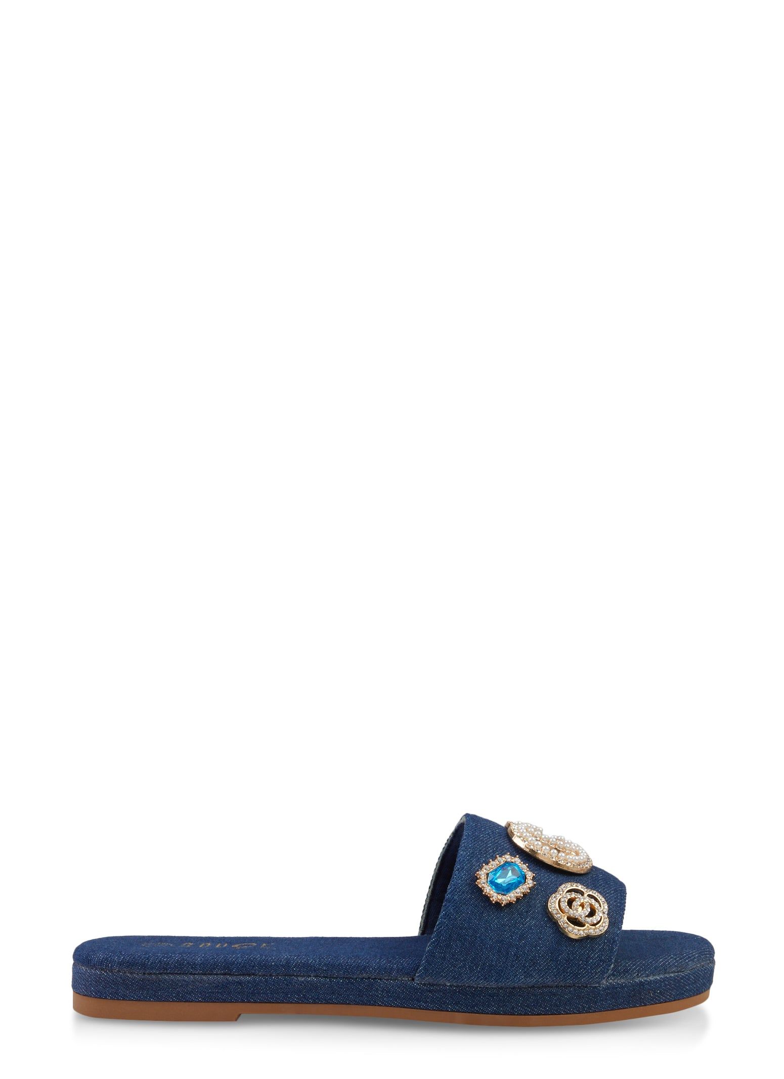 Faux Pearl Rhinestone Embellished Slide Sandals sold by Rainbow product image thumbnail 2