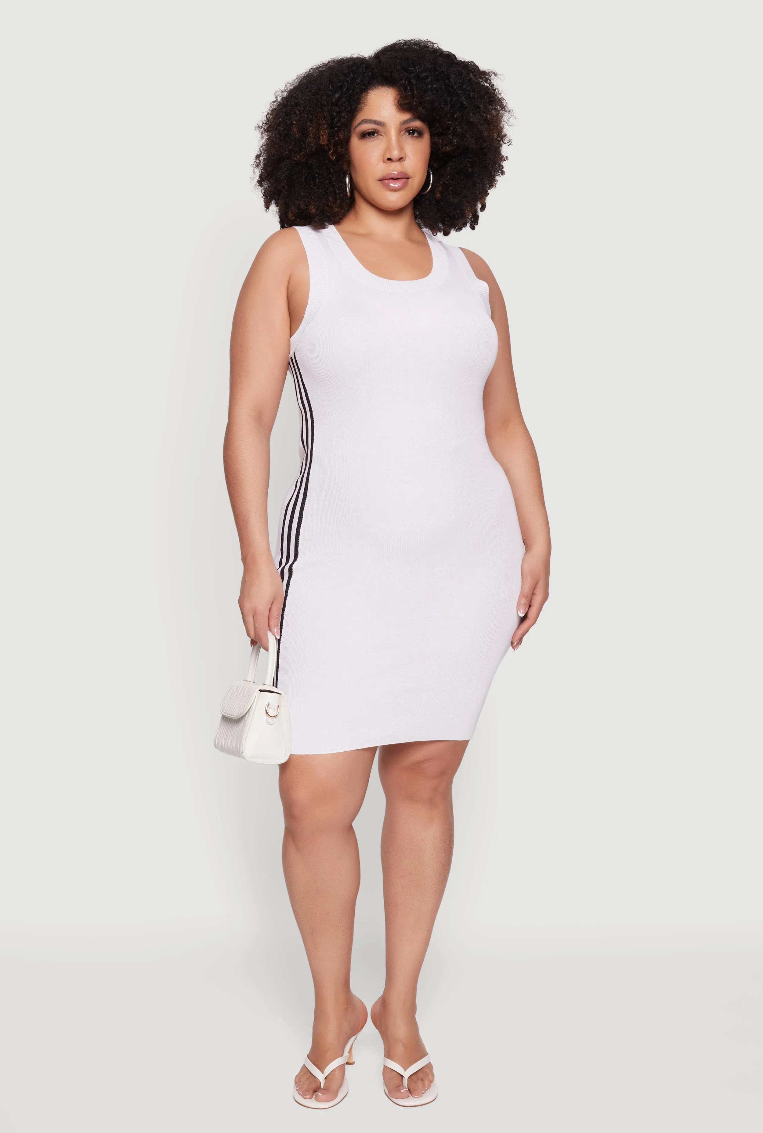 Plus Size Ribbed Knit Contrast Trim Tank Dress sold by Rainbow product image thumbnail 3