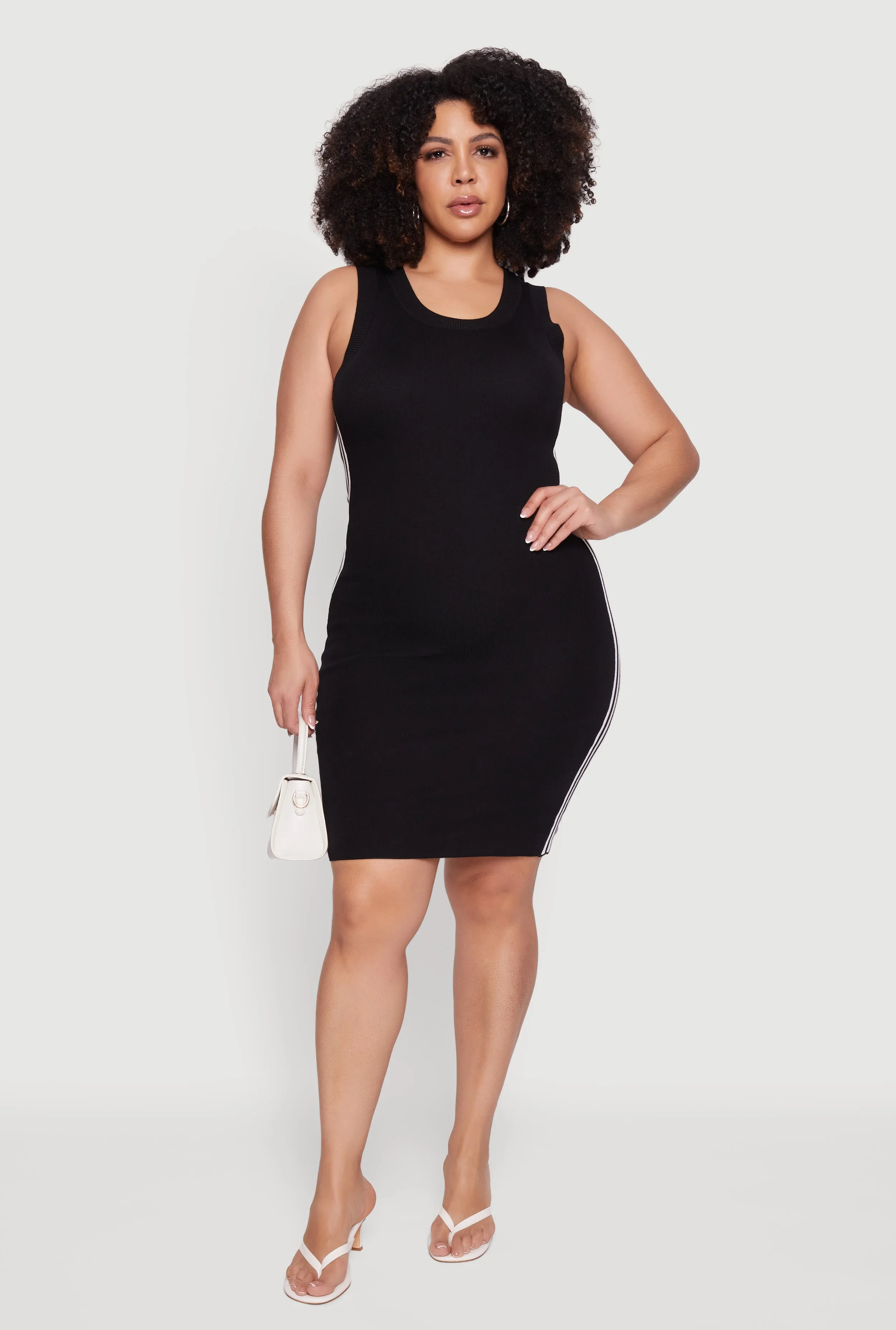 Plus Size Ribbed Knit Contrast Trim Tank Dress sold by Rainbow product image thumbnail 2