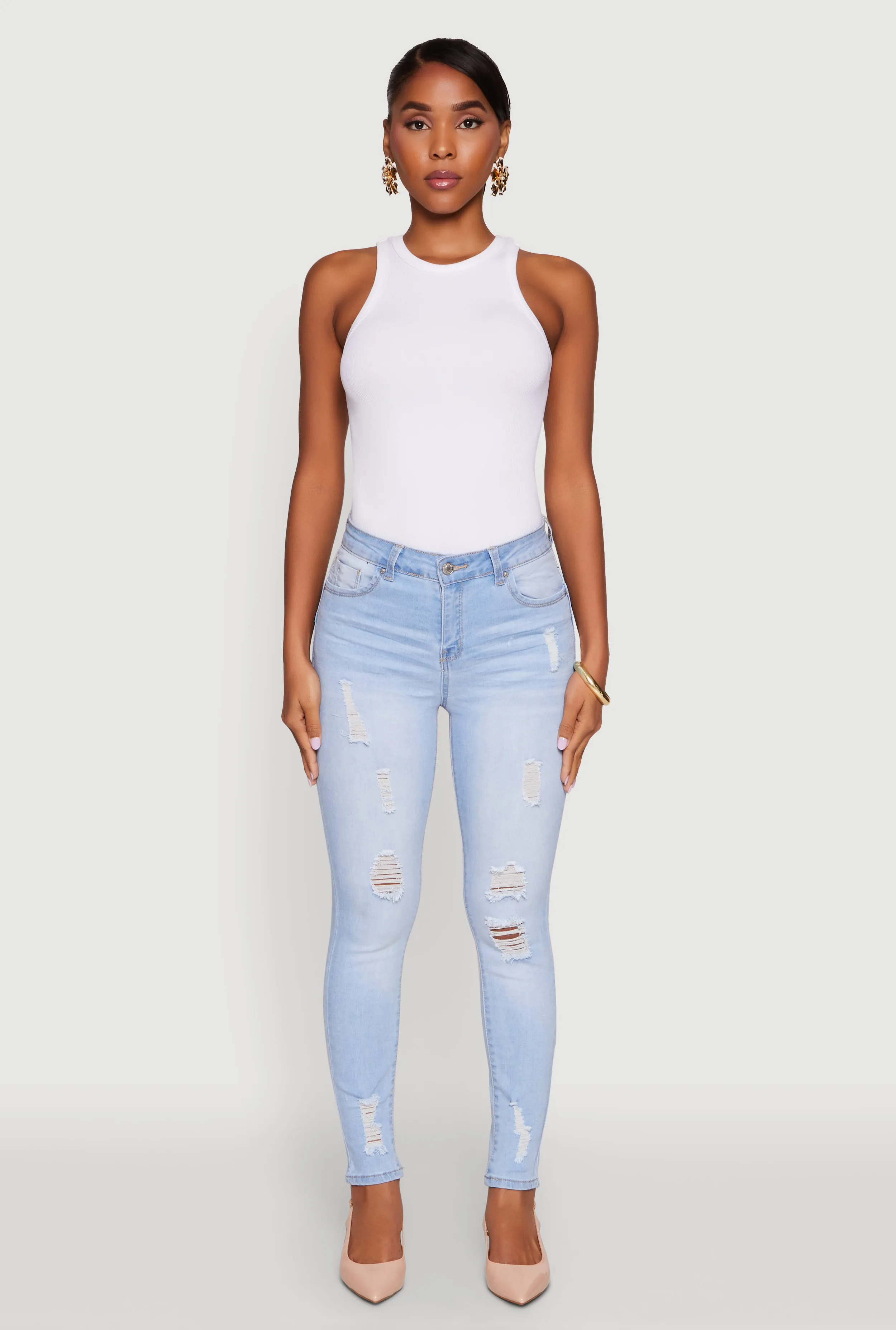 WAX Distressed Frayed Skinny Jeans sold by Rainbow product image thumbnail 2