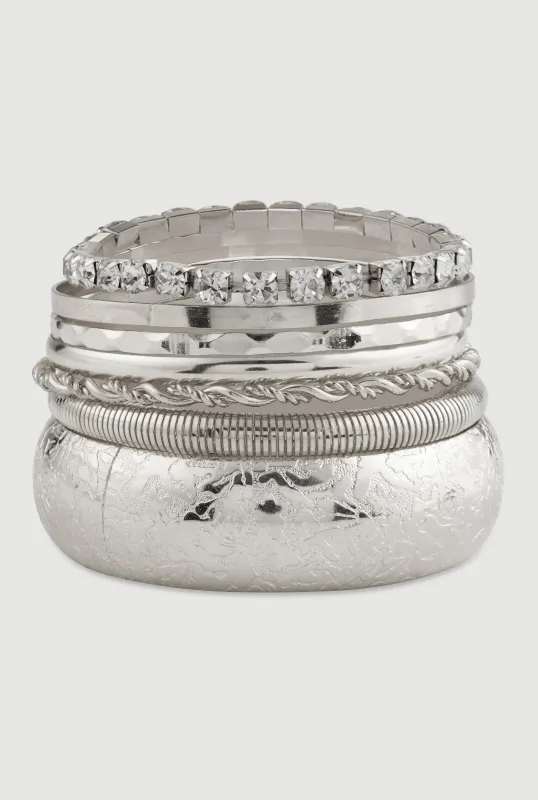 Assorted Metallic Stretch Bracelets and Bangles Set of 7 made by Rainbow