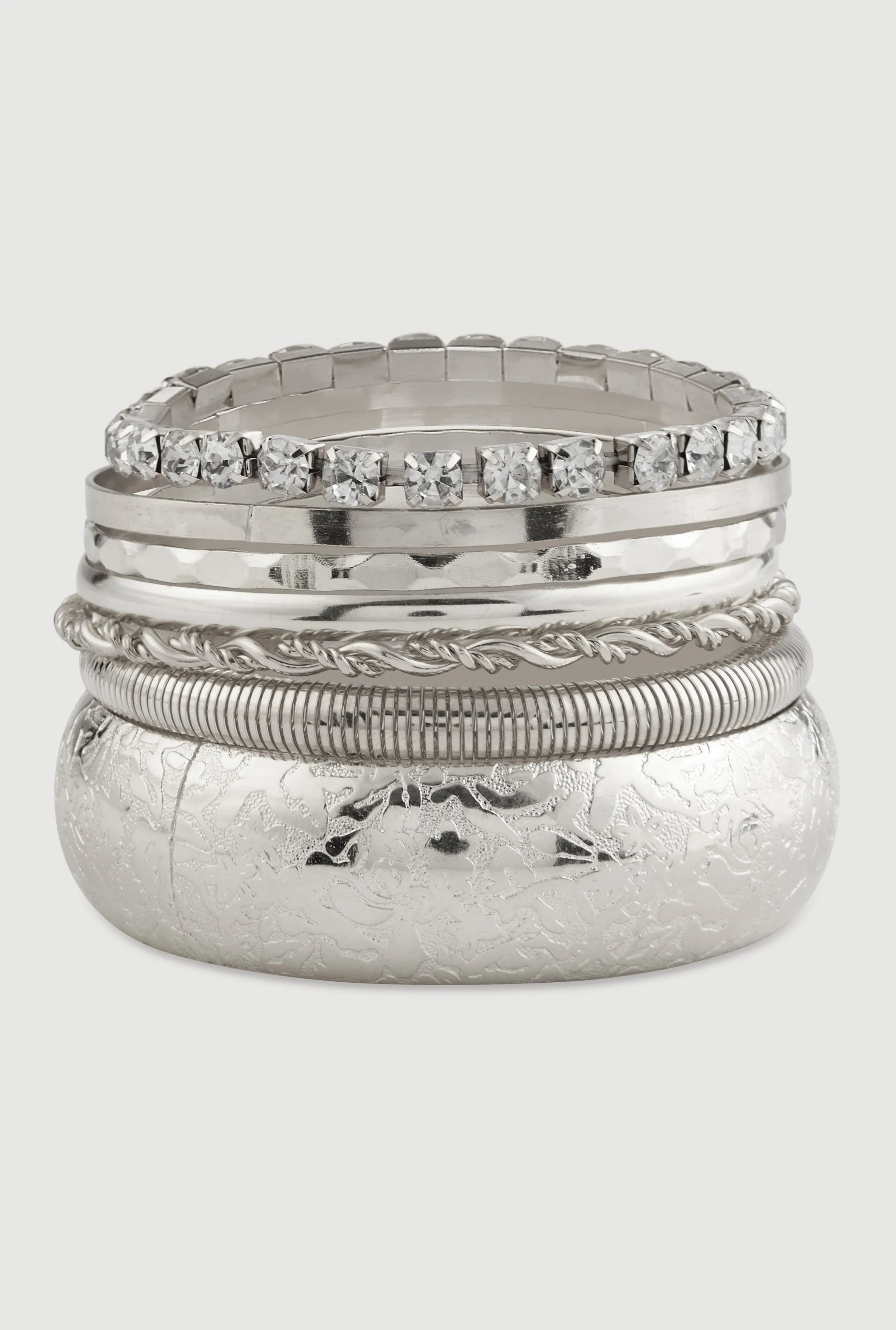 Assorted Metallic Stretch Bracelets and Bangles Set of 7 sold by Rainbow