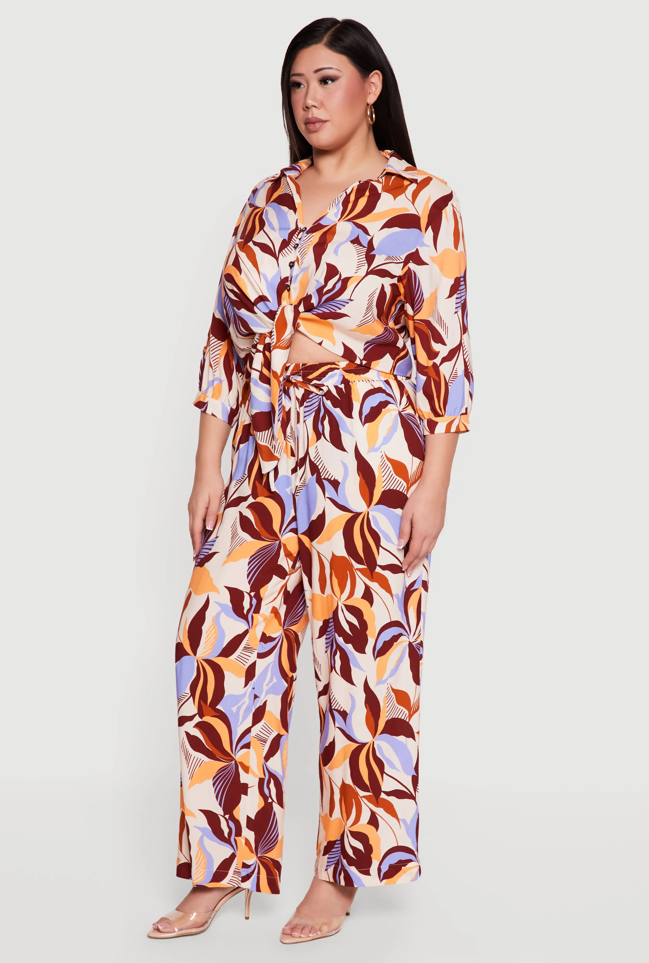 Abstract Floral Drawstring Waist Wide Leg Pants sold by Rainbow product image thumbnail 2