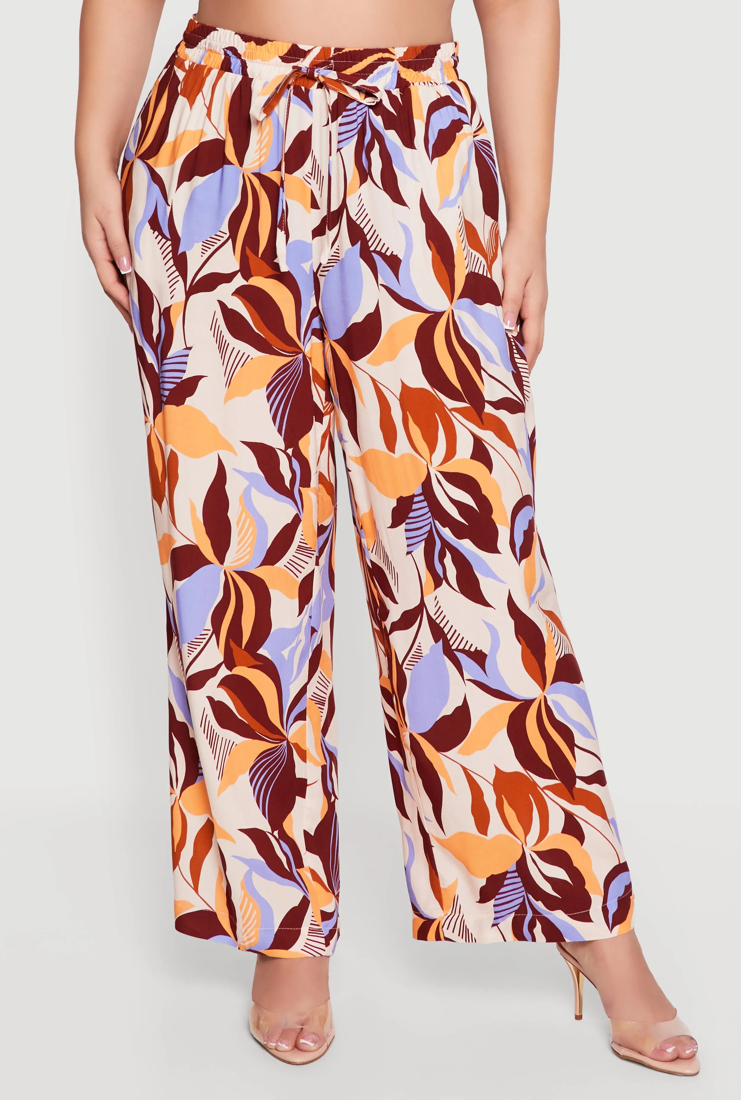 Abstract Floral Drawstring Waist Wide Leg Pants sold by Rainbow product image thumbnail 3