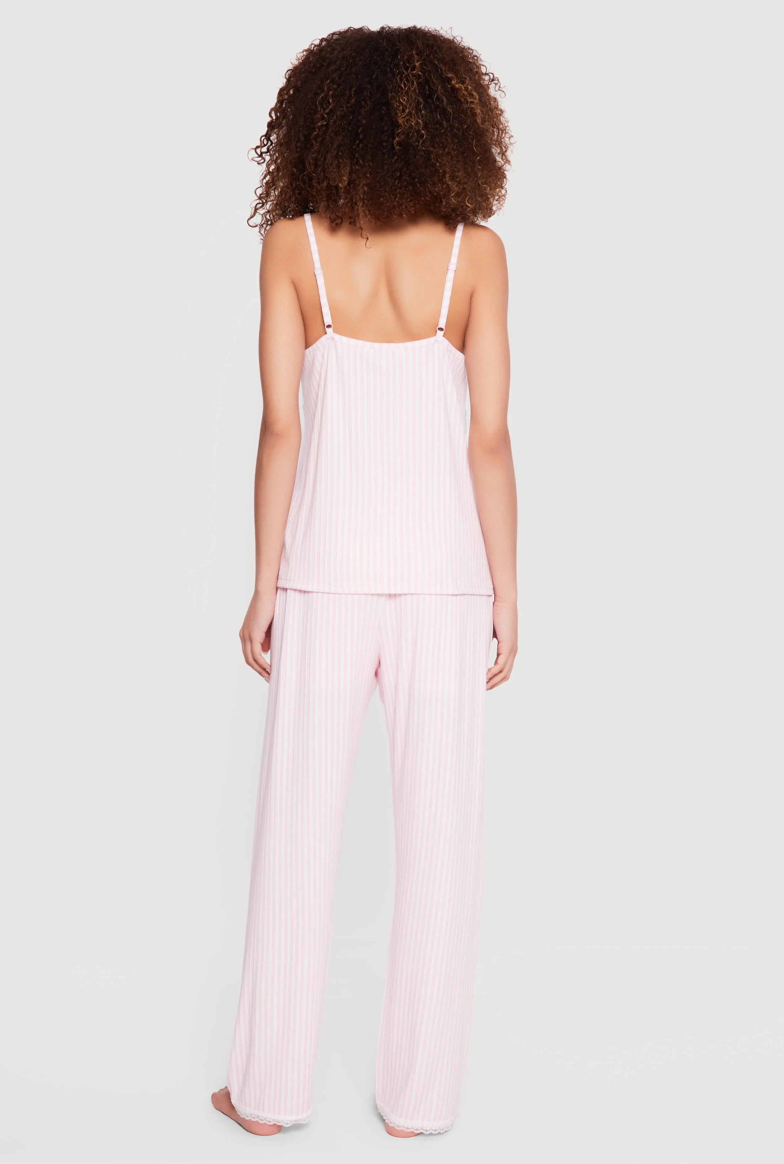 Striped Rib Knit Pajama Cami With Shorts and Pants sold by Rainbow product image thumbnail 3