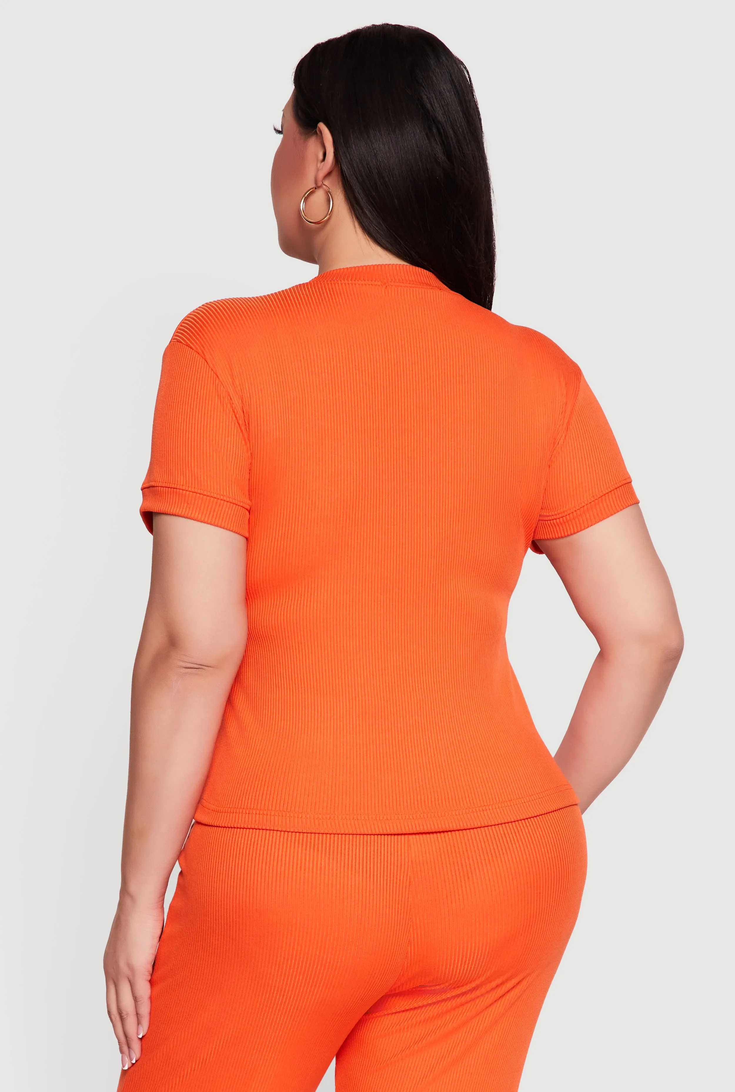 Plus Size Ribbed Knit Short Sleeve Top sold by Rainbow product image thumbnail 5