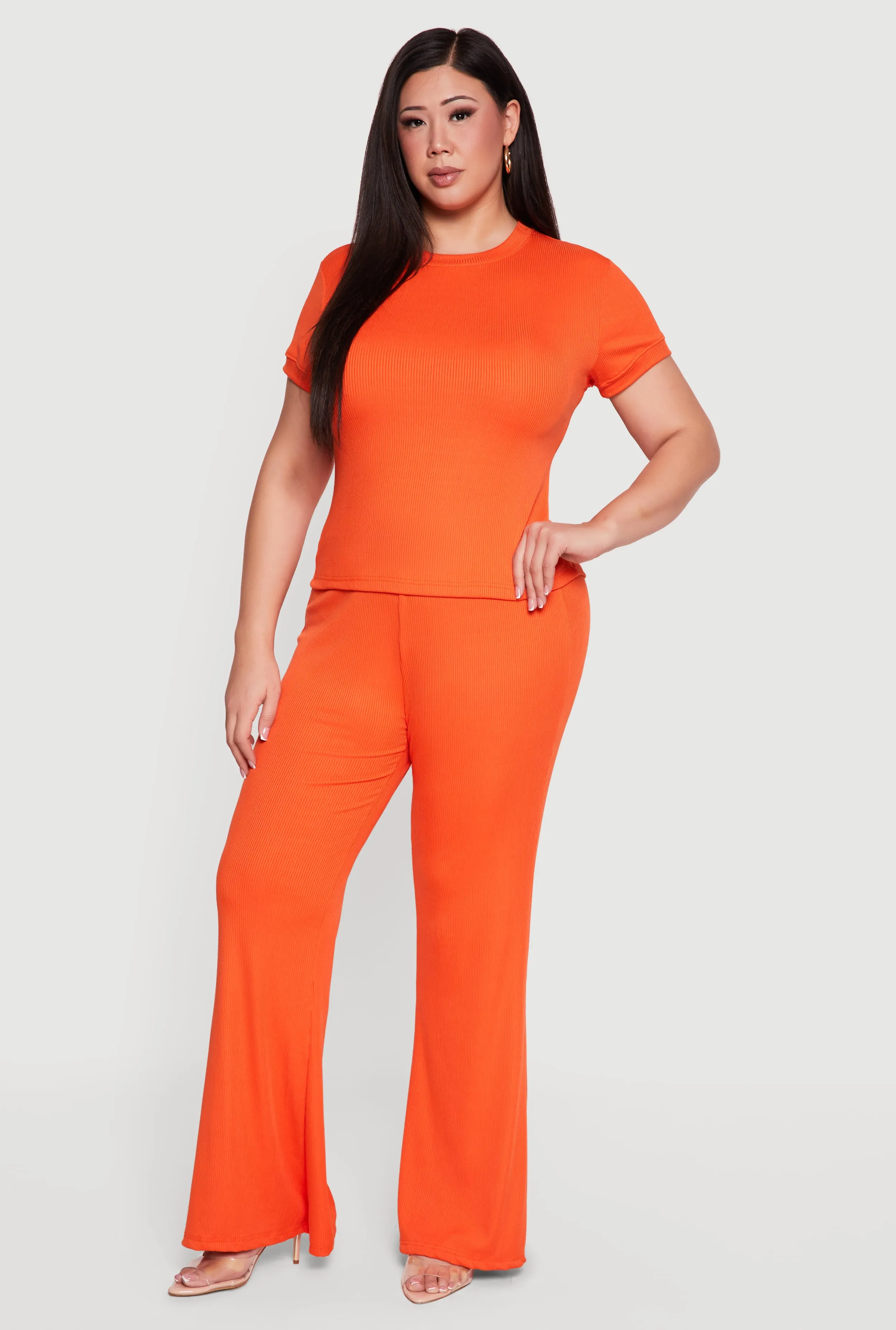 Plus Size Ribbed Knit Short Sleeve Top sold by Rainbow product image thumbnail 2